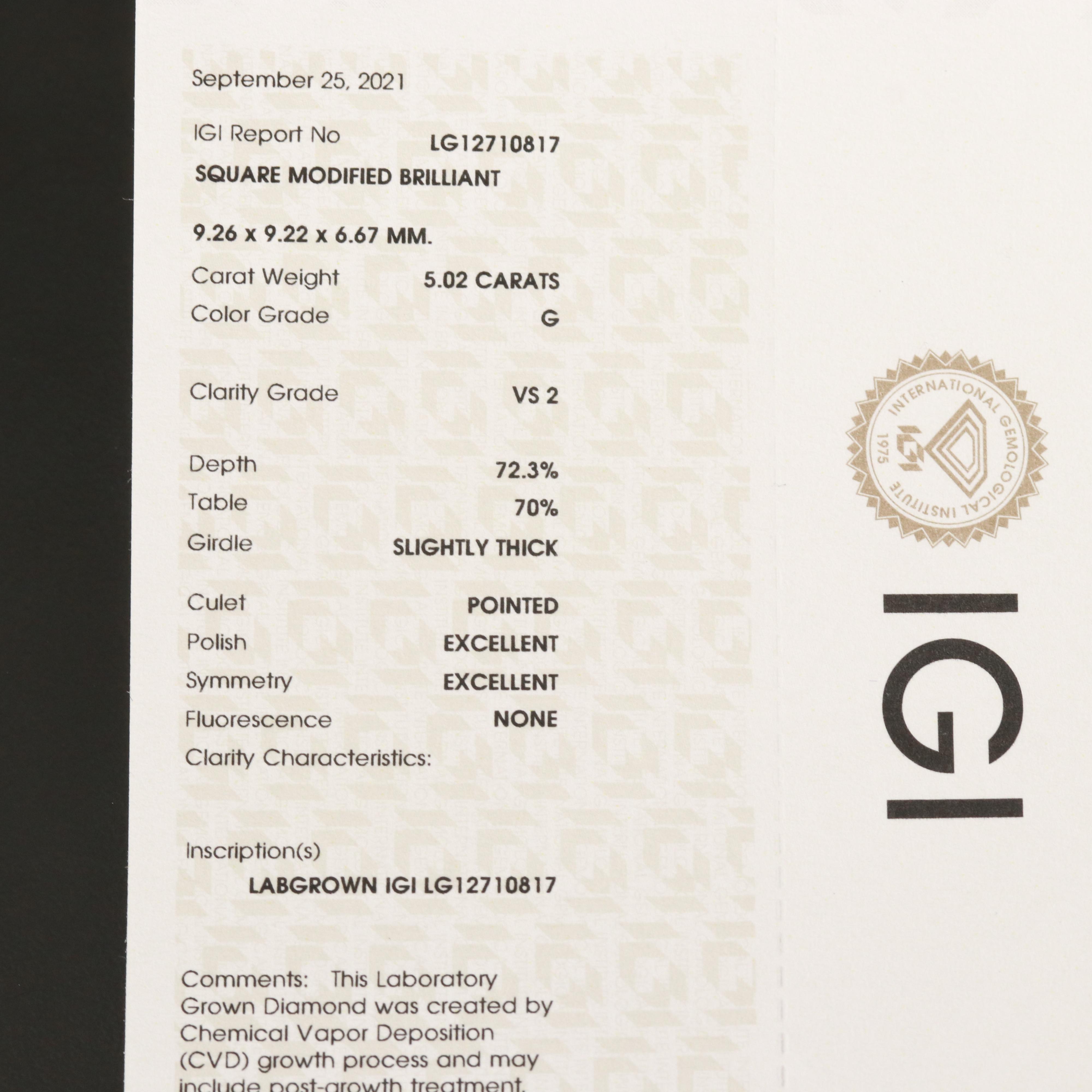 14K 5.02 CT Diamond Solitaire Ring with IGI Report