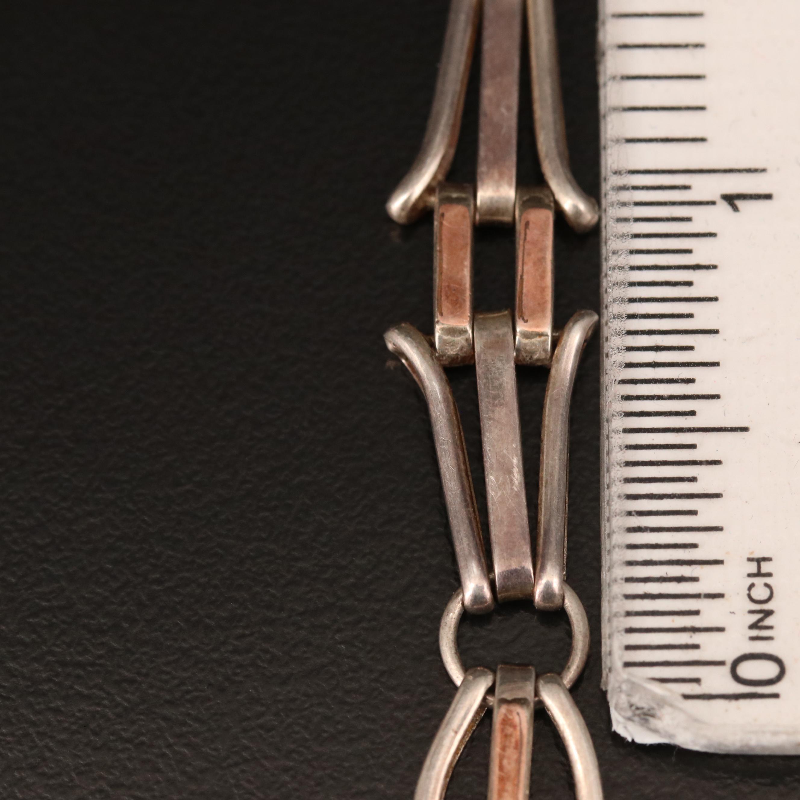 Bracelets Including Sterling Bead, 850 Silver Fancy Link and Boston