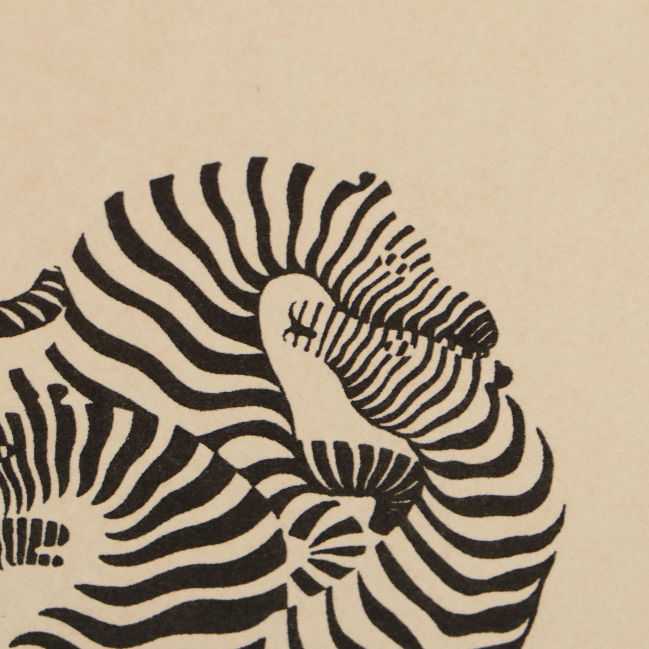 Victor Vasarely Op Art Lithograph of Zebras
