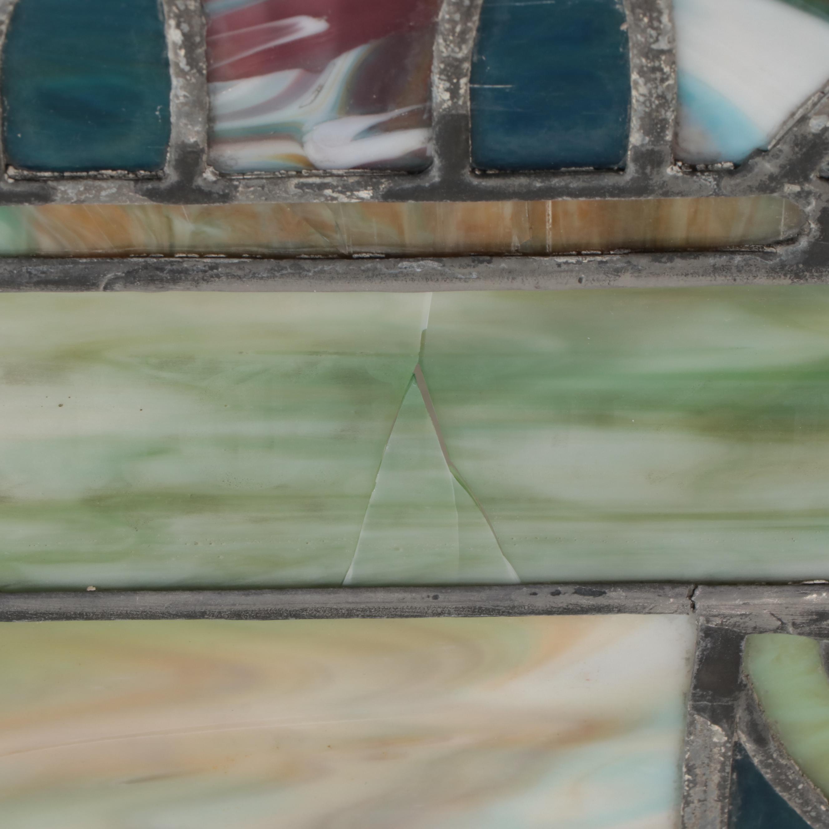 Art Nouveau Stained and Slag Glass Window Panels, Early 20th Century