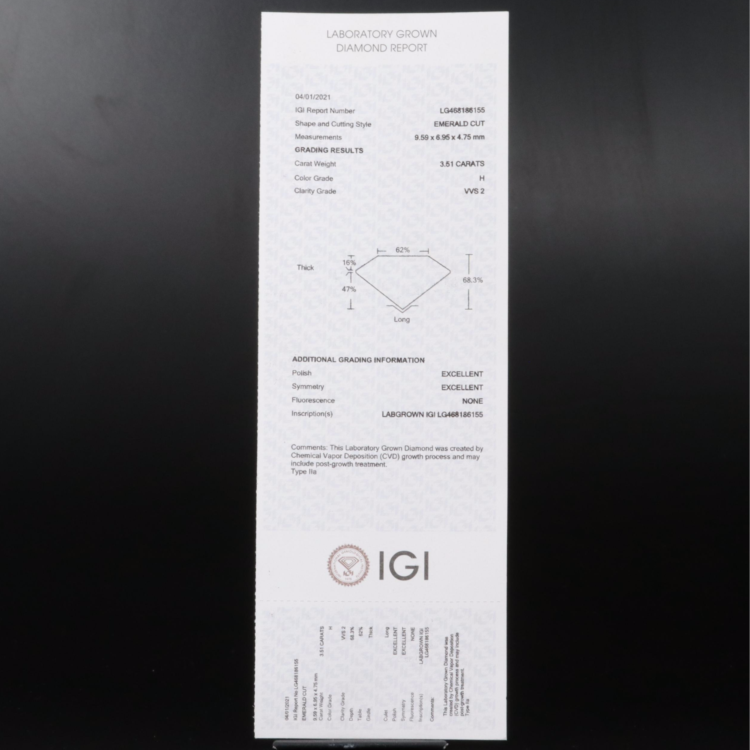 14K 3.51 CT Diamond Solitaire Ring with IGI Report