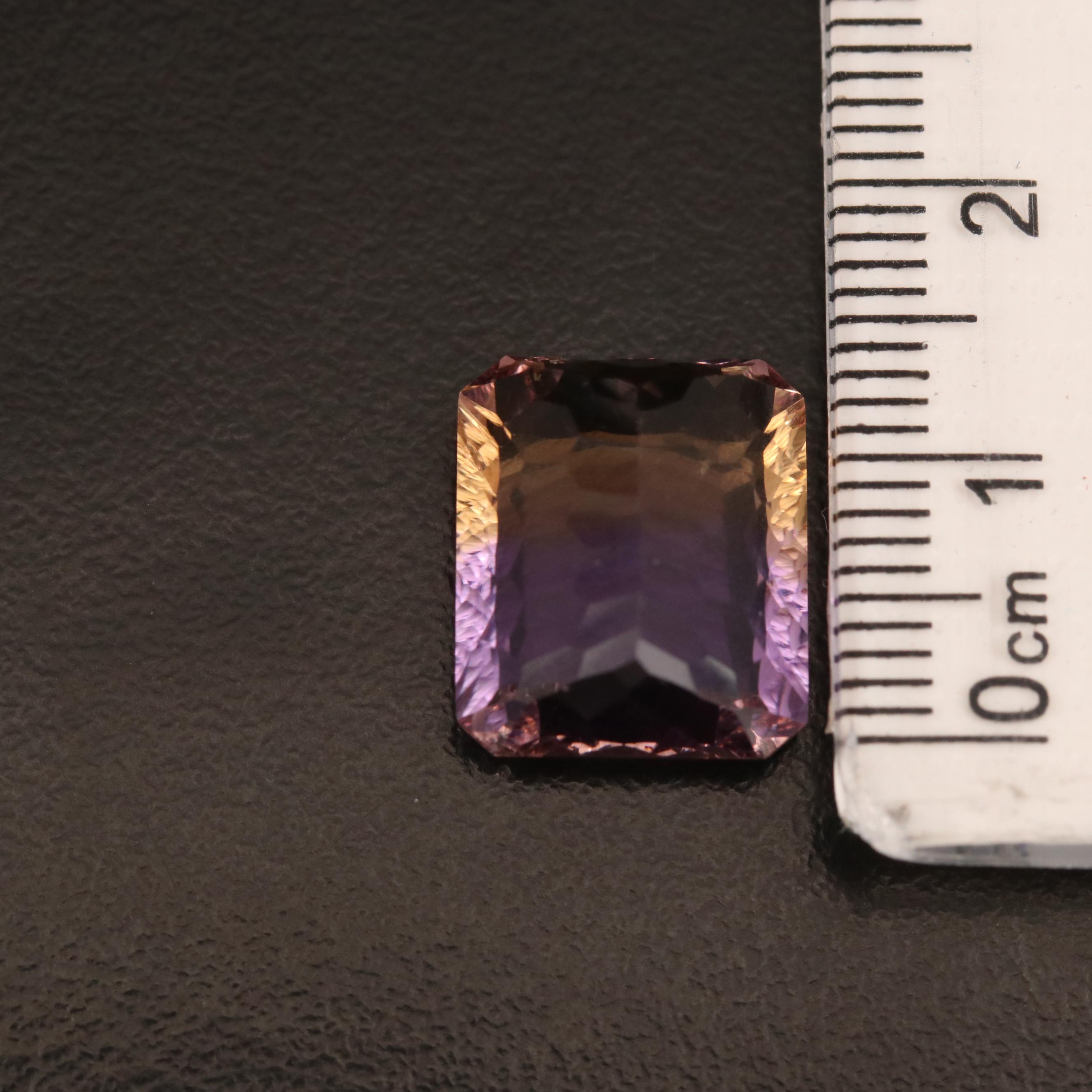 Loose 9.76 CT Rectangular Fantasy Ametrine