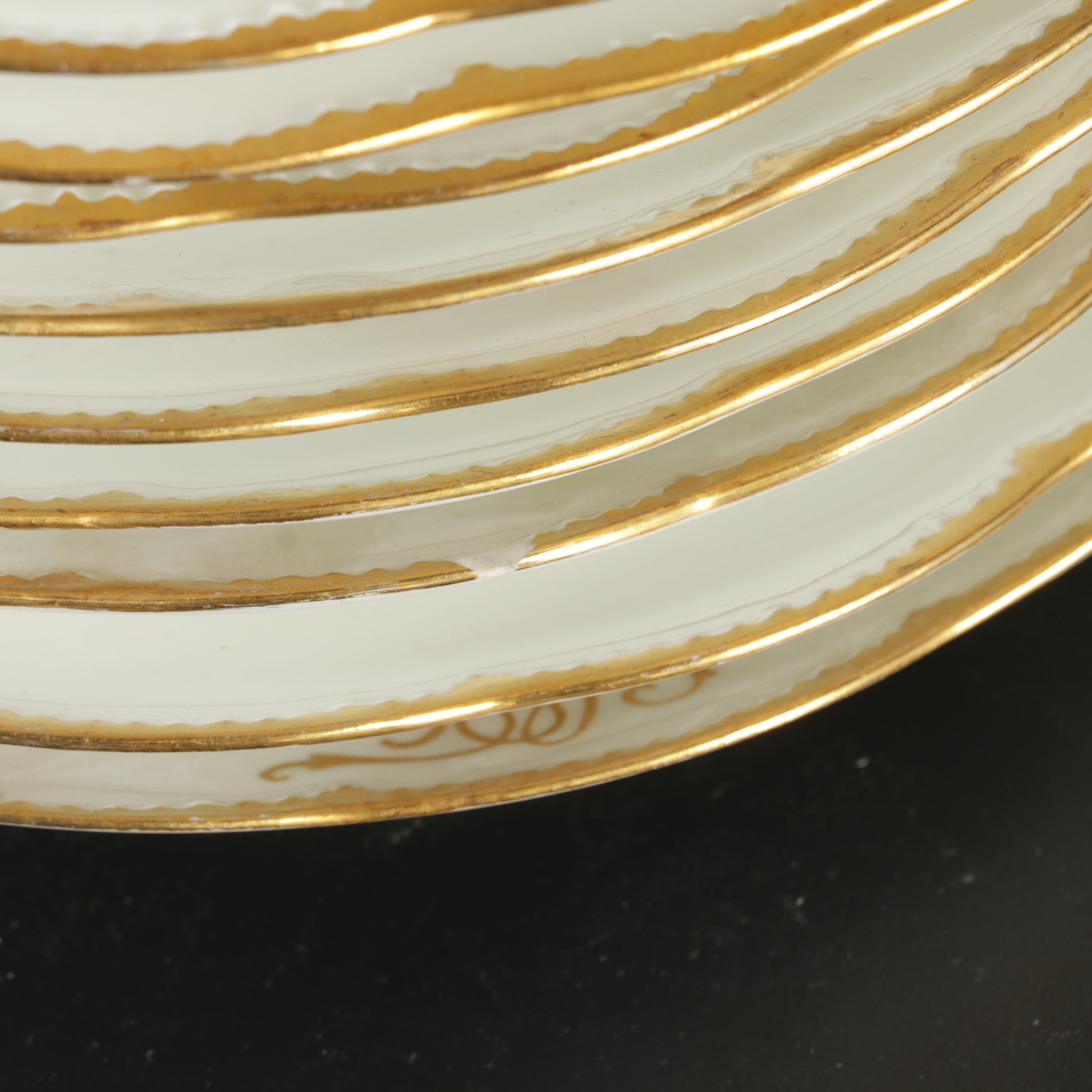 Haviland France Porcelain Gold Rimmed Monogrammed Tableware