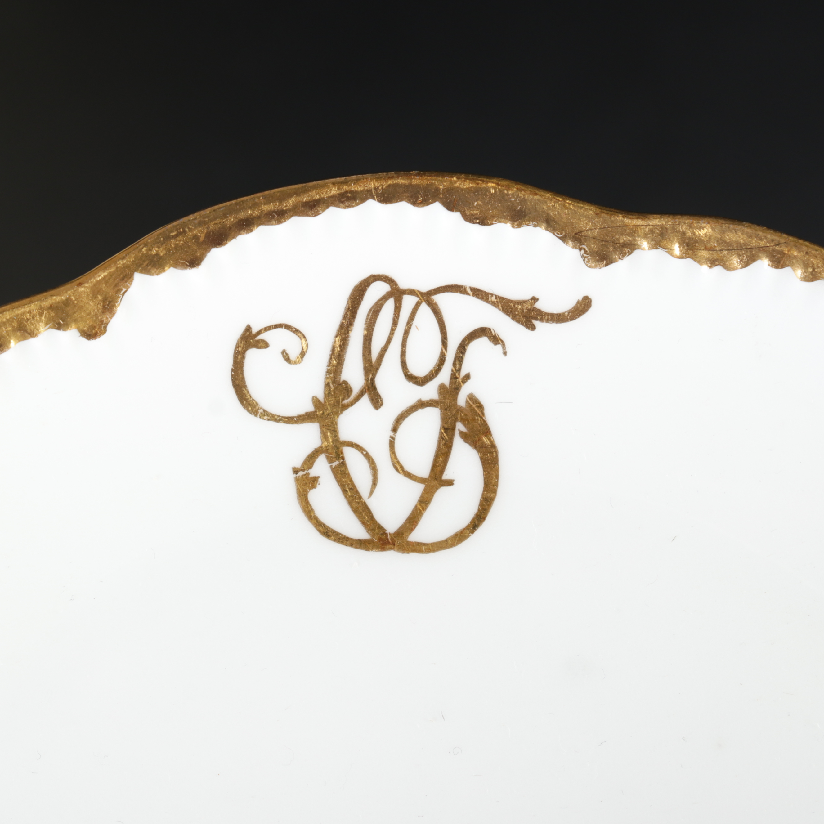 Haviland France Porcelain Gold Rimmed Monogrammed Tableware