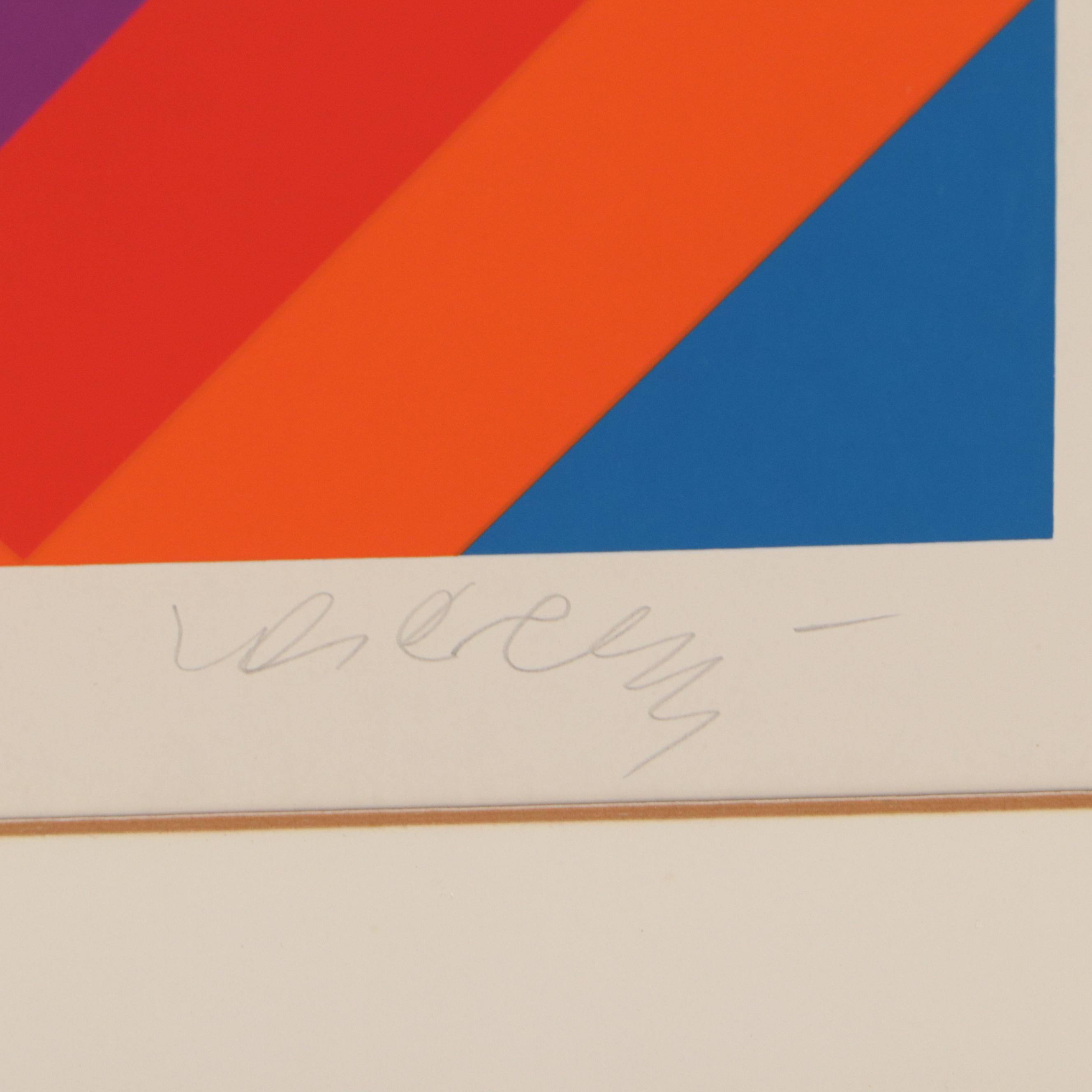 Victor Vasarely Op Art Serigraph "Okta - Rouge," 1974