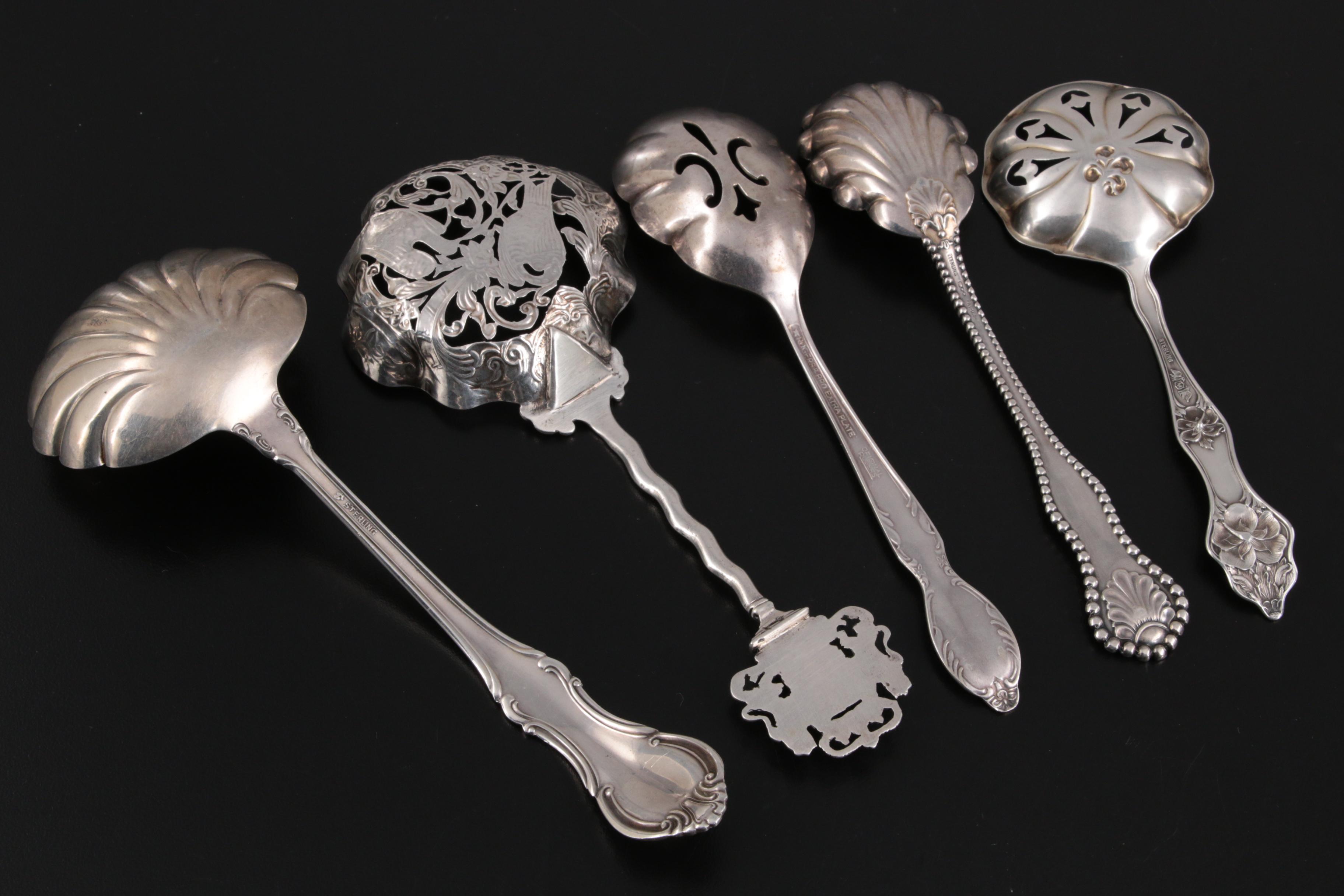 American Sterling Spoons and Ladle with Dutch 833 Silver Bonbon Spoon and More