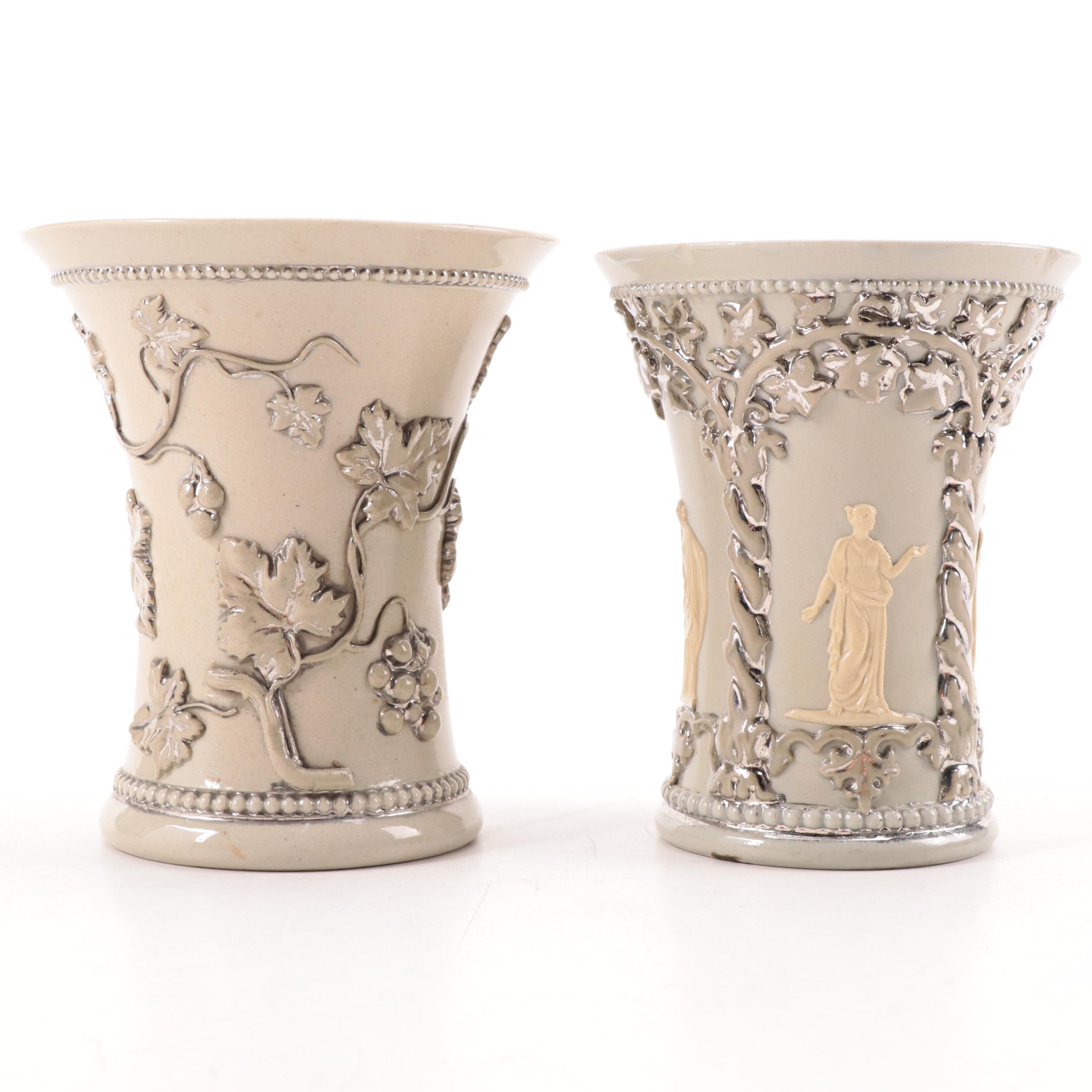 Villeroy & Boch Mettlach Silver Luster Stoneware Vases and Tableware