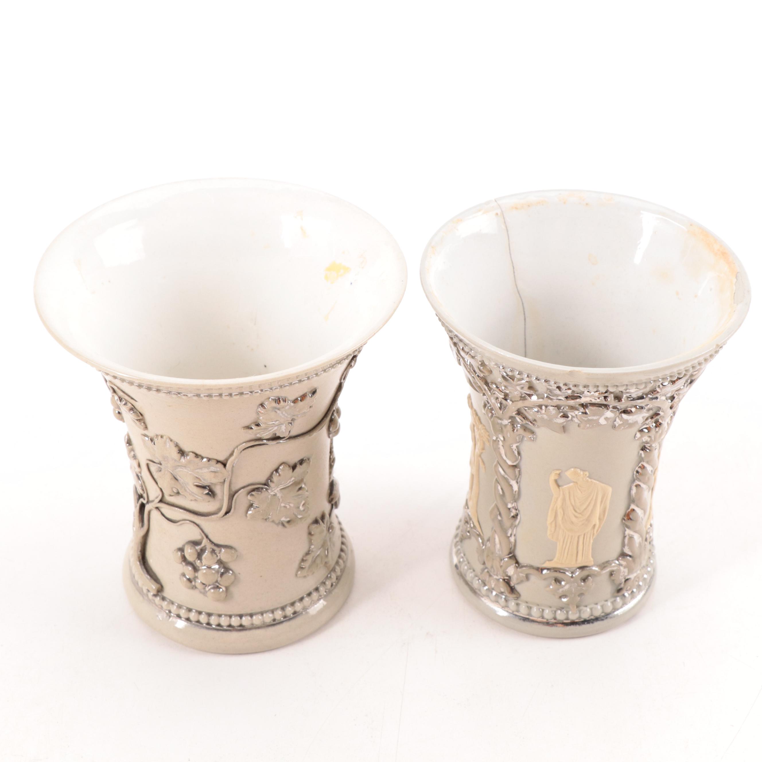 Villeroy & Boch Mettlach Silver Luster Stoneware Vases and Tableware