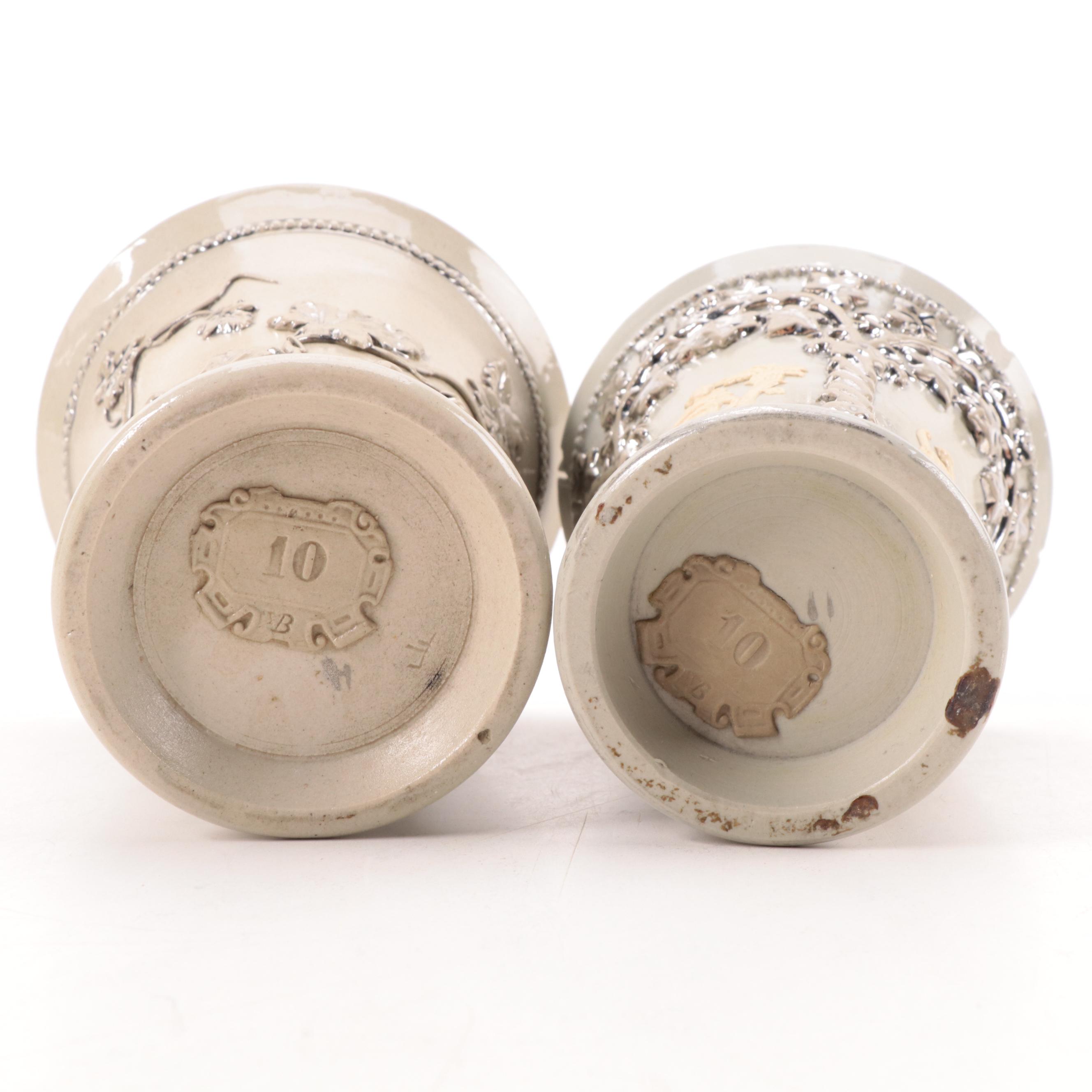 Villeroy & Boch Mettlach Silver Luster Stoneware Vases and Tableware