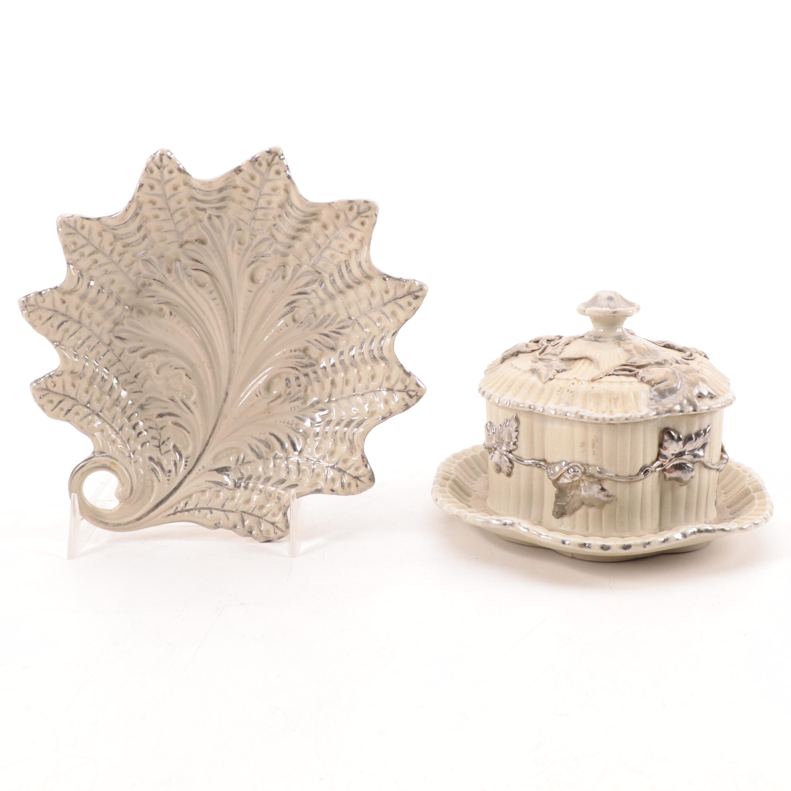 Villeroy & Boch Mettlach Silver Luster Stoneware Vases and Tableware