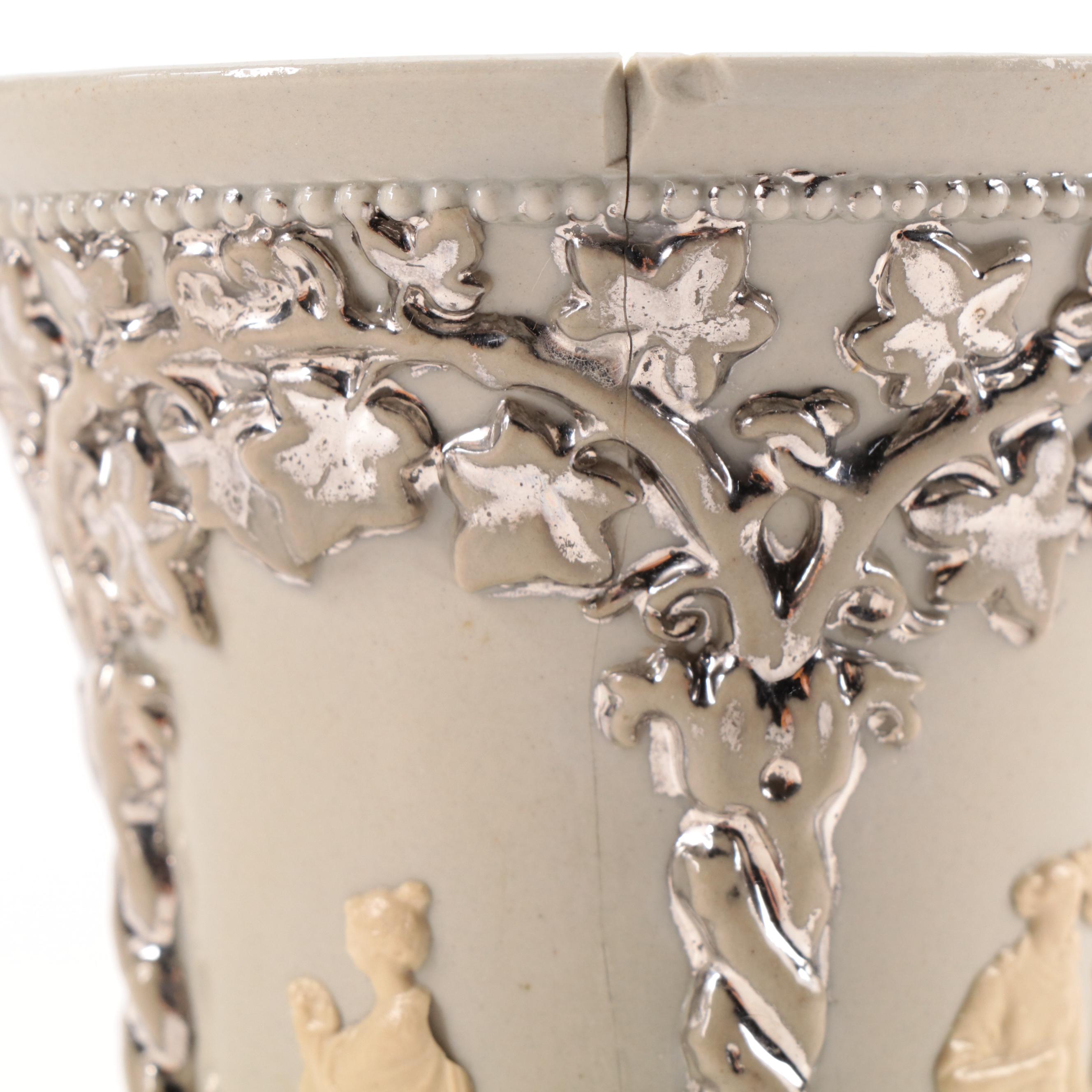 Villeroy & Boch Mettlach Silver Luster Stoneware Vases and Tableware