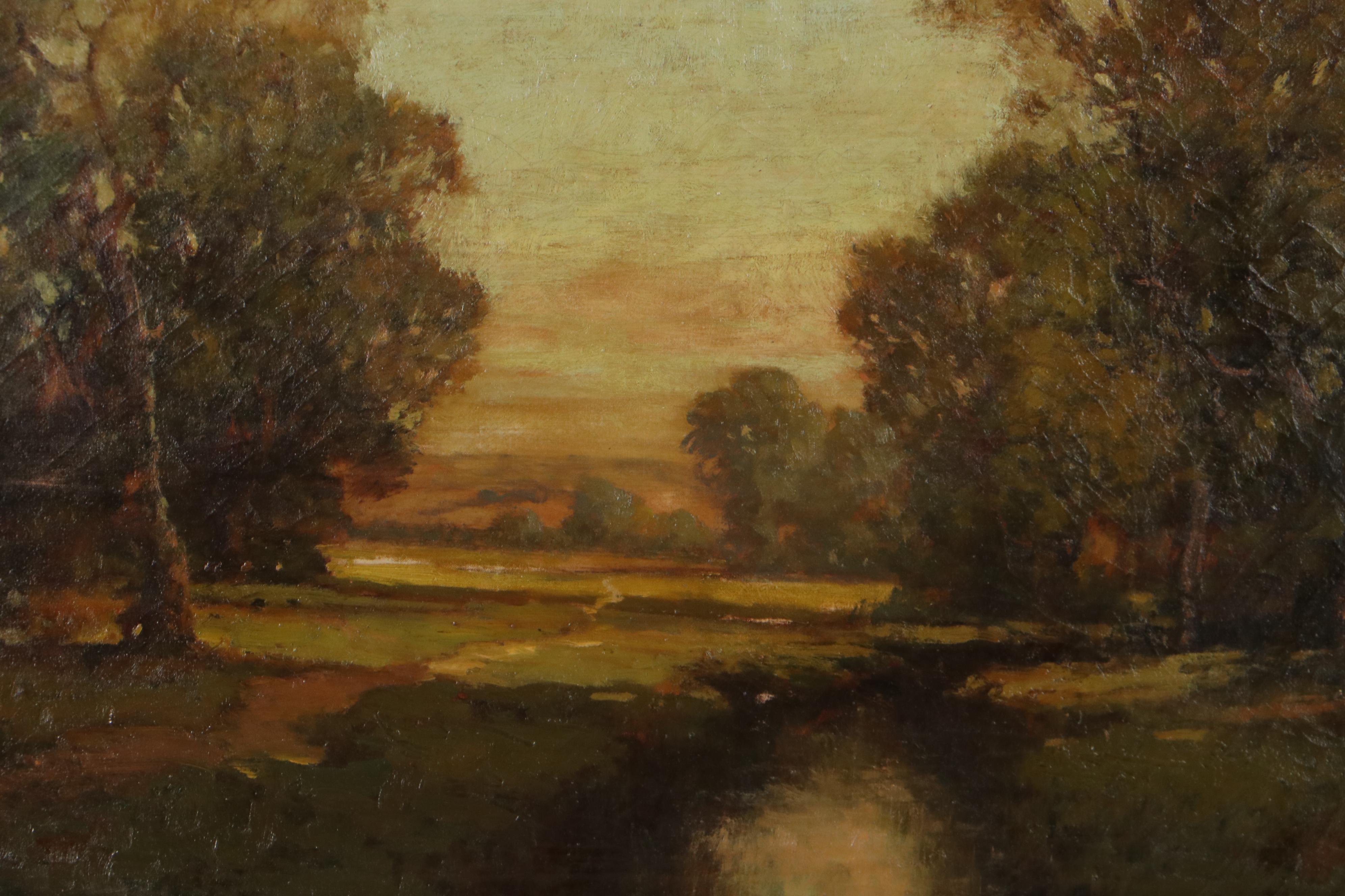 Luminist Style Landscape Oil Painting, Early 20th Century