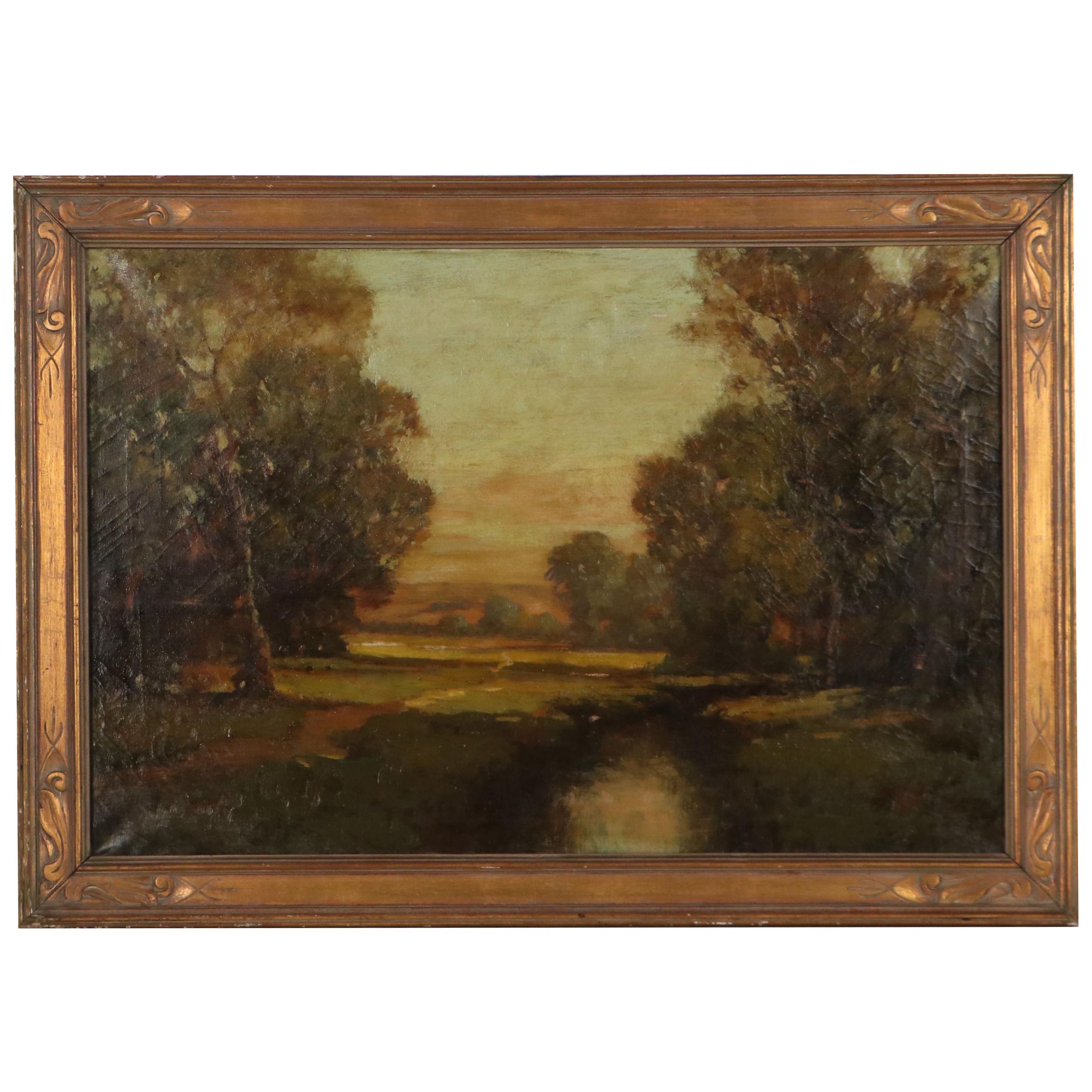 Luminist Style Landscape Oil Painting, Early 20th Century