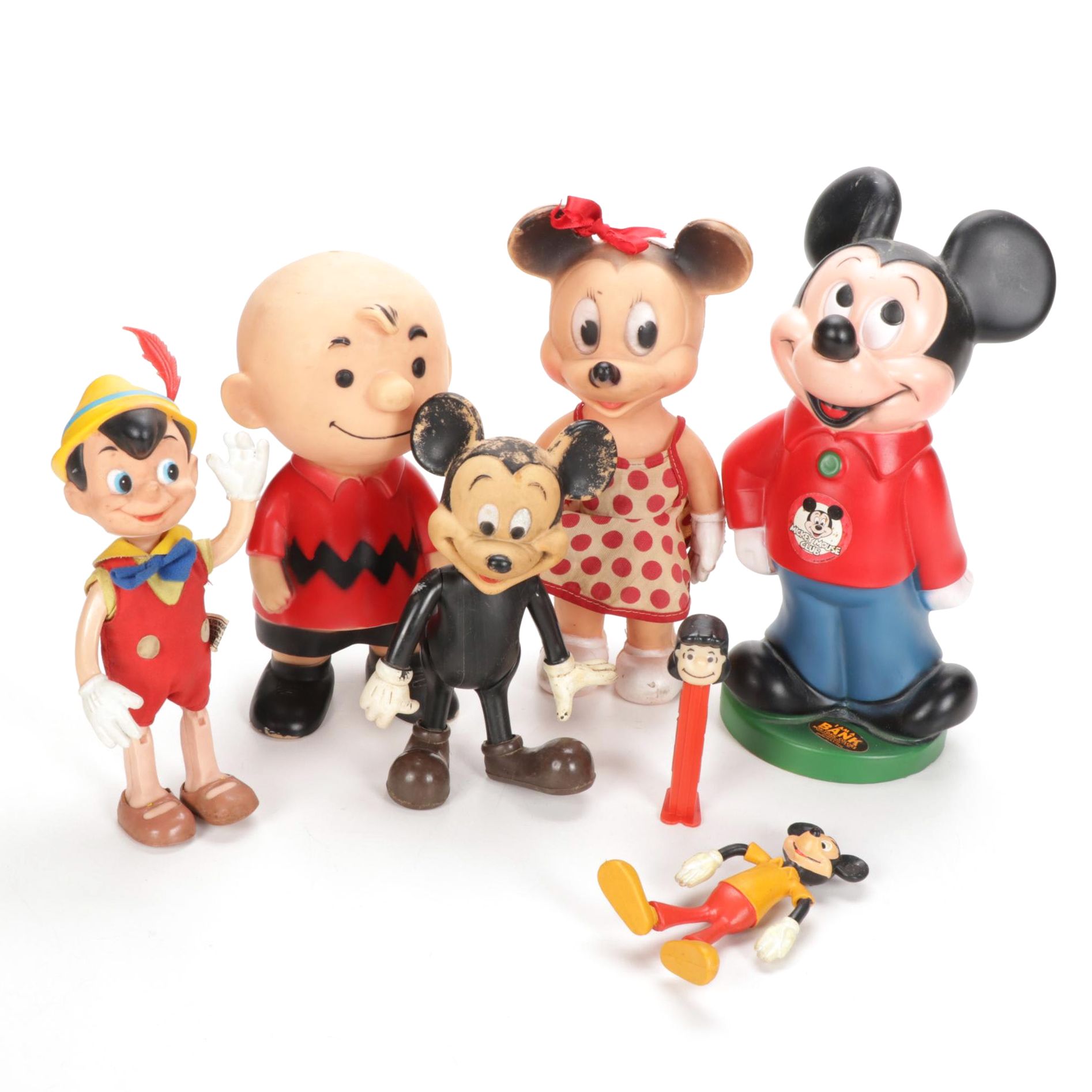 Walt Disney Collectibles Featuring Mickey Mouse Bank and Other Toys