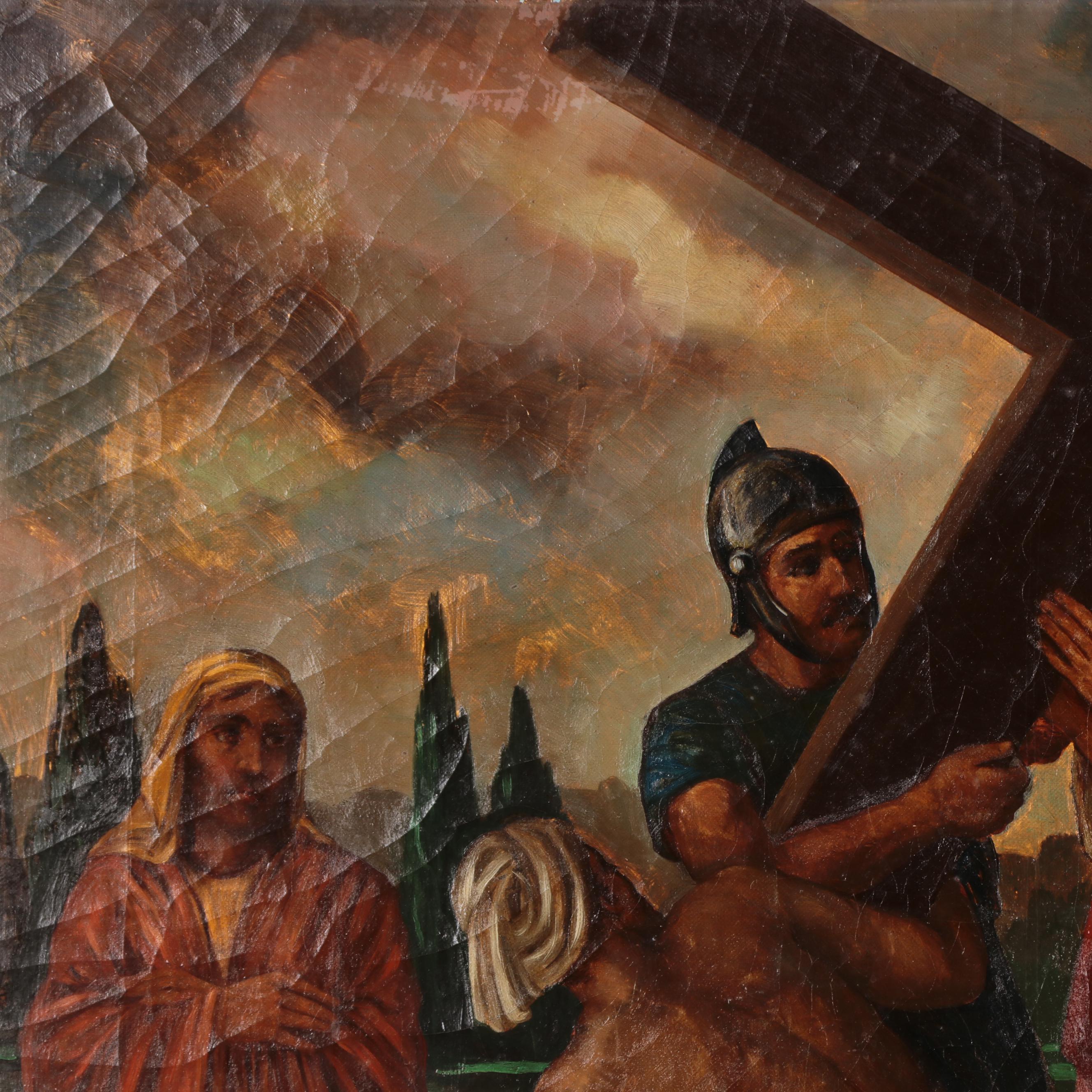 Oil Painting of Fifth Station of the Cross, Early 20th Century