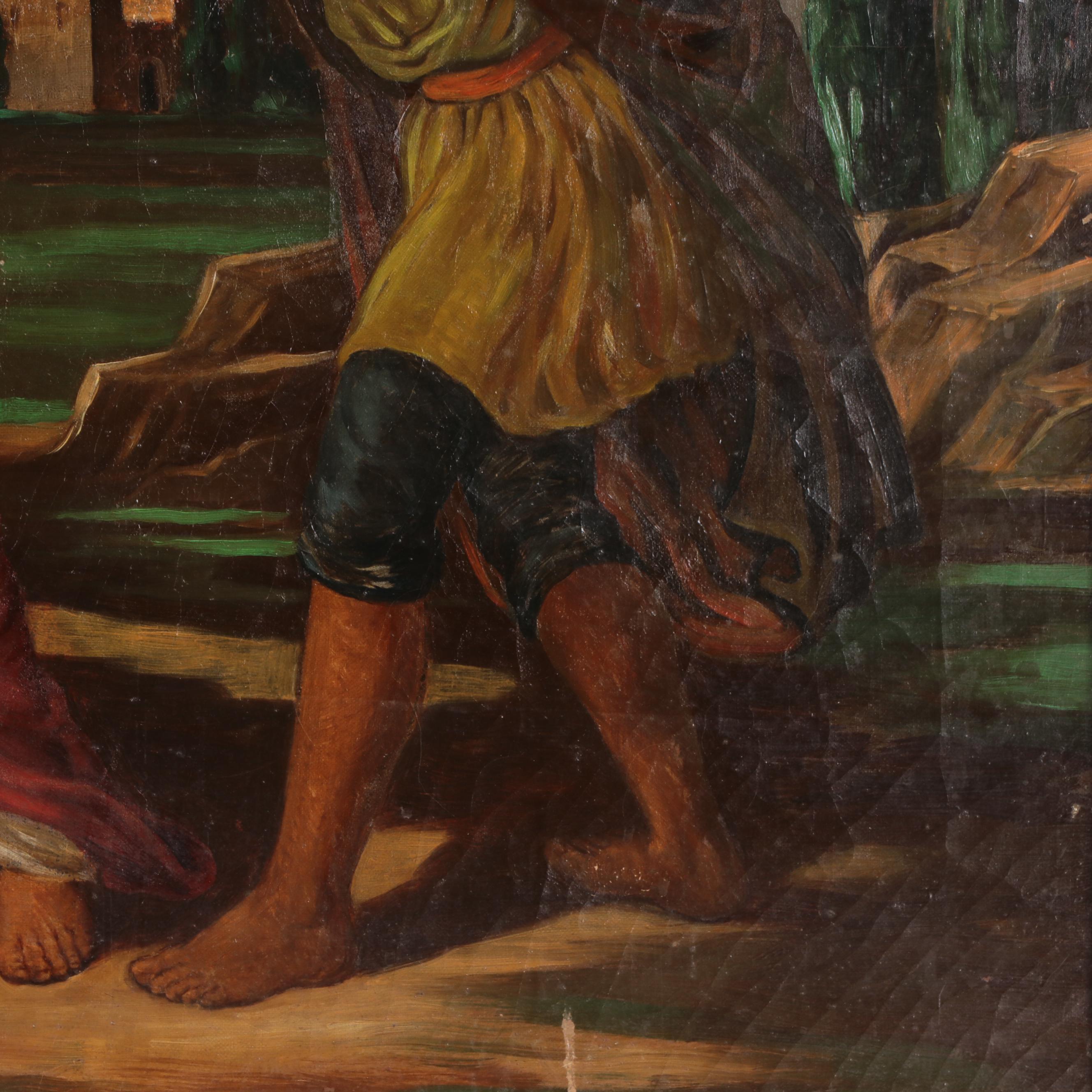 Oil Painting of Fifth Station of the Cross, Early 20th Century