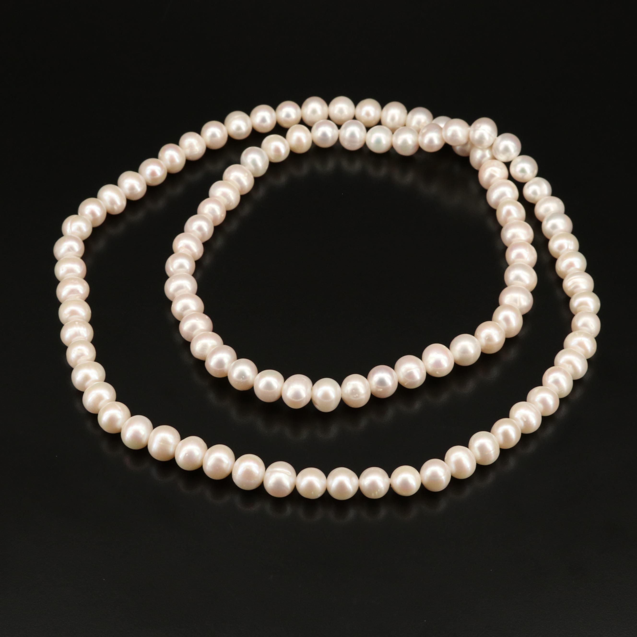 Endless Oval Pearl Necklace