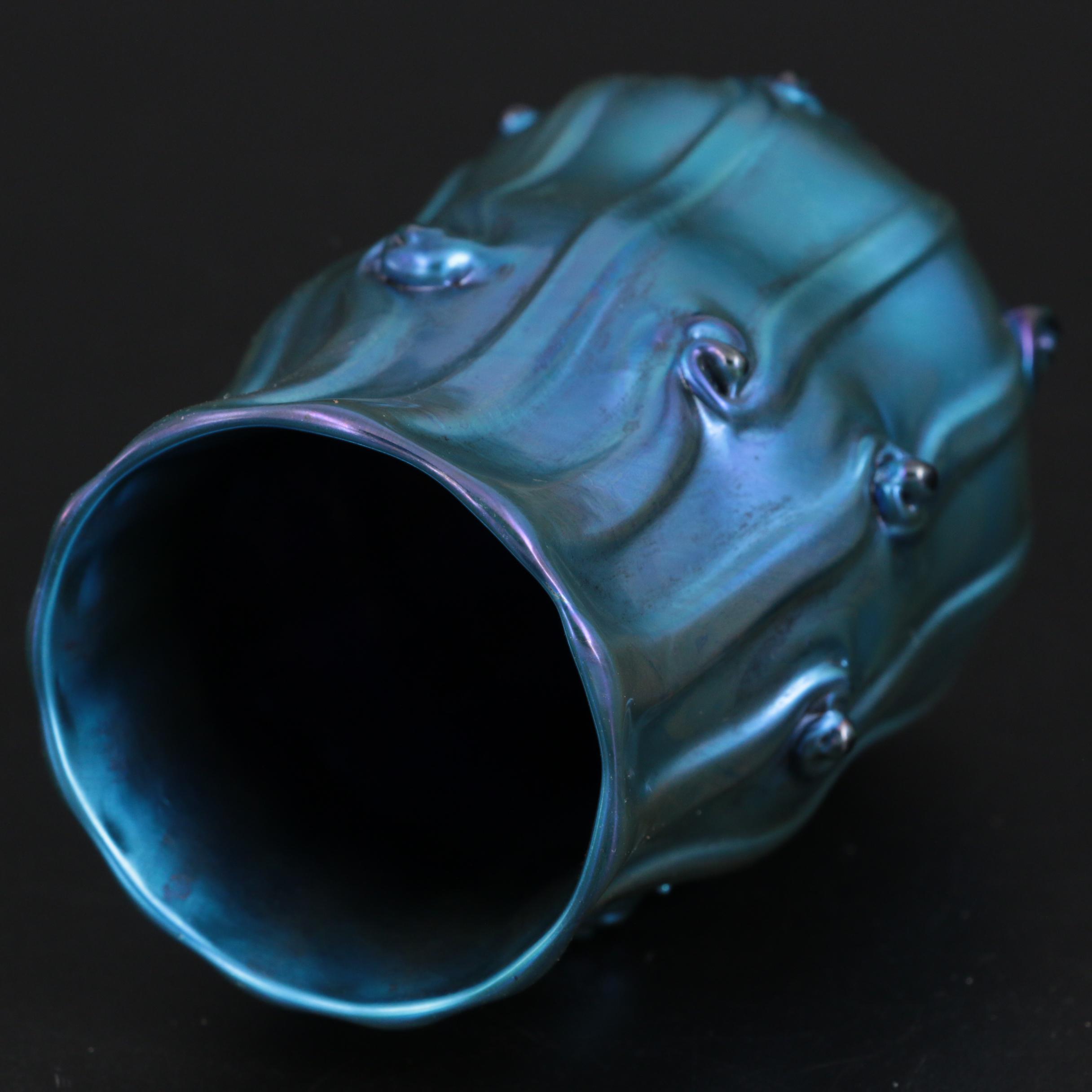 Louis Comfort Tiffany Blue Favrile Art Glass Vase, Early 20th Century