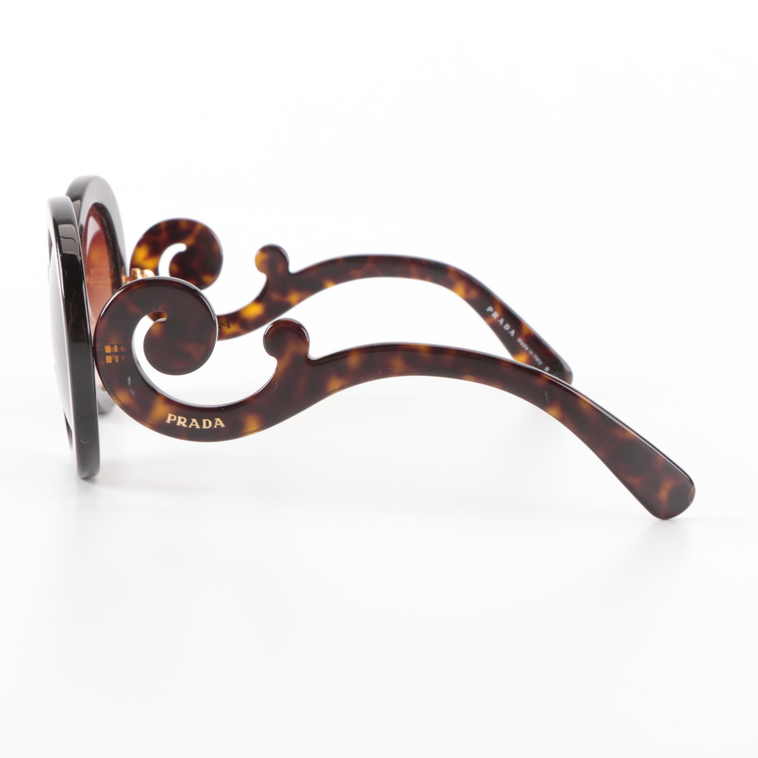 Prada SPR27N Minimal Baroque Prescription Sunglasses in Havana