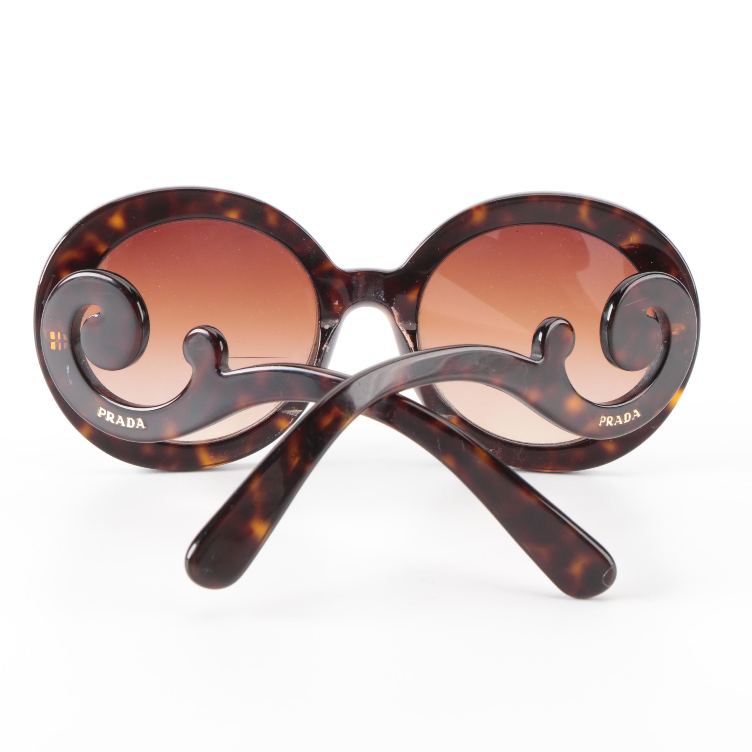 Prada SPR27N Minimal Baroque Prescription Sunglasses in Havana