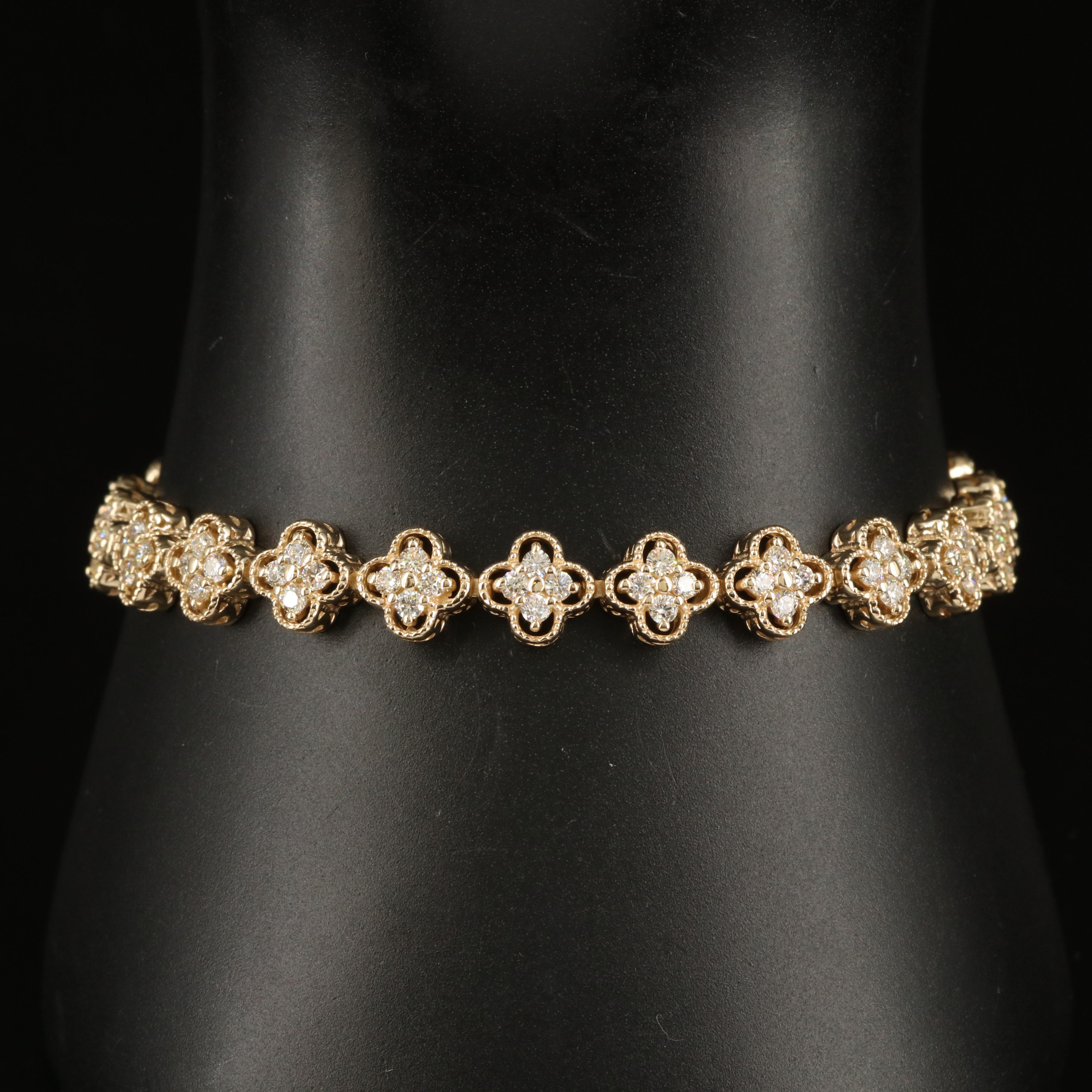 14K 2.50 CTW Diamond Quatrefoil Link Bracelet
