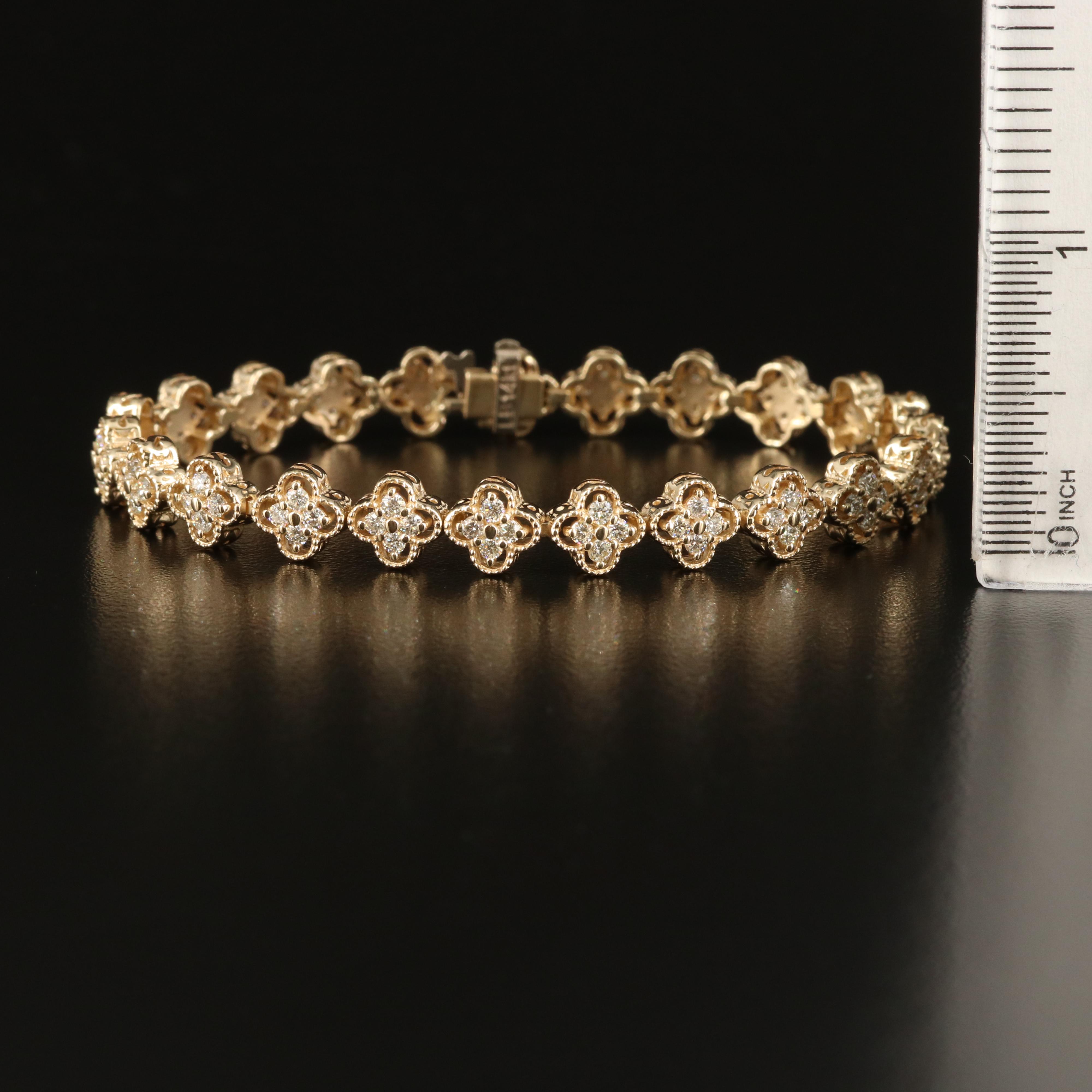 14K 2.50 CTW Diamond Quatrefoil Link Bracelet