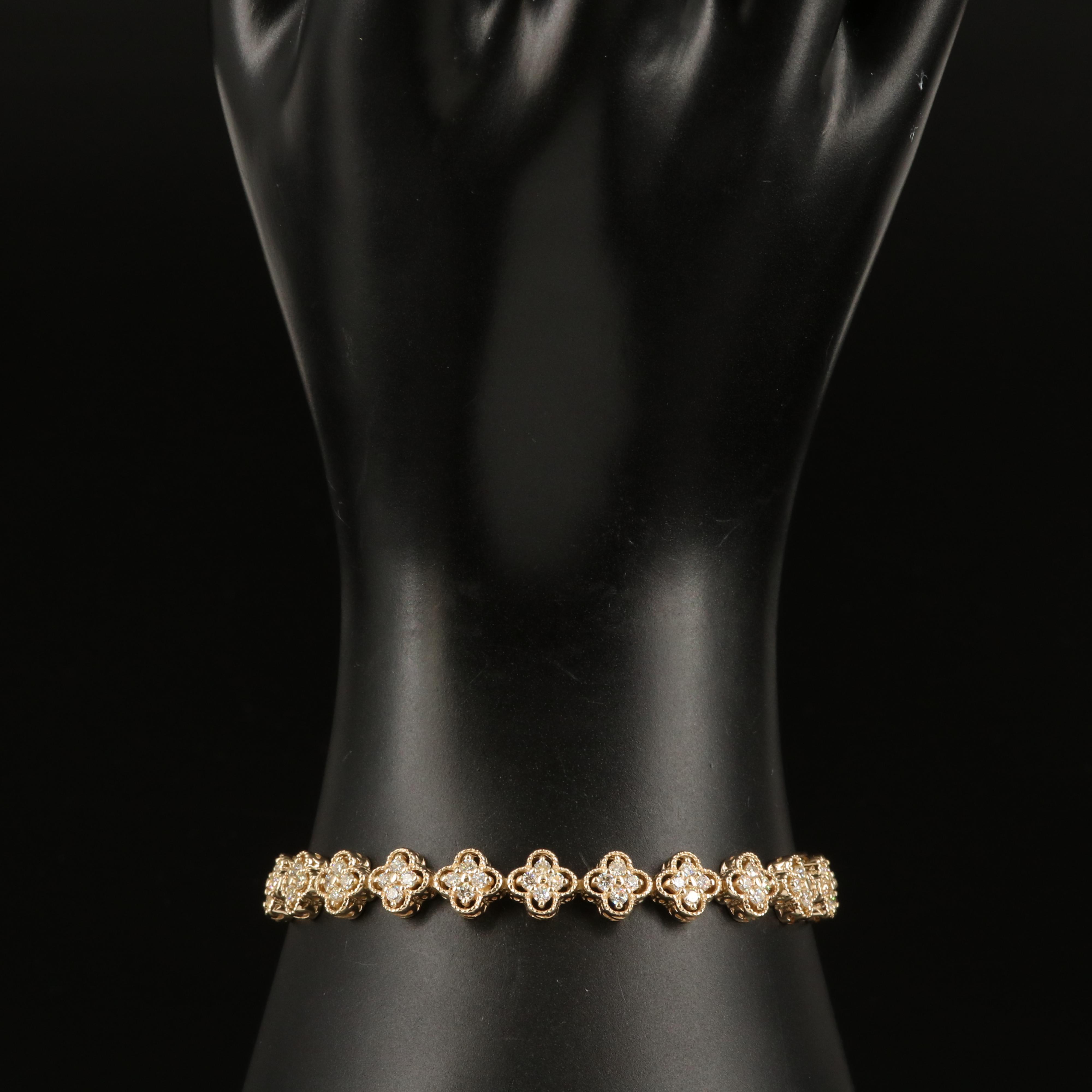 14K 2.50 CTW Diamond Quatrefoil Link Bracelet