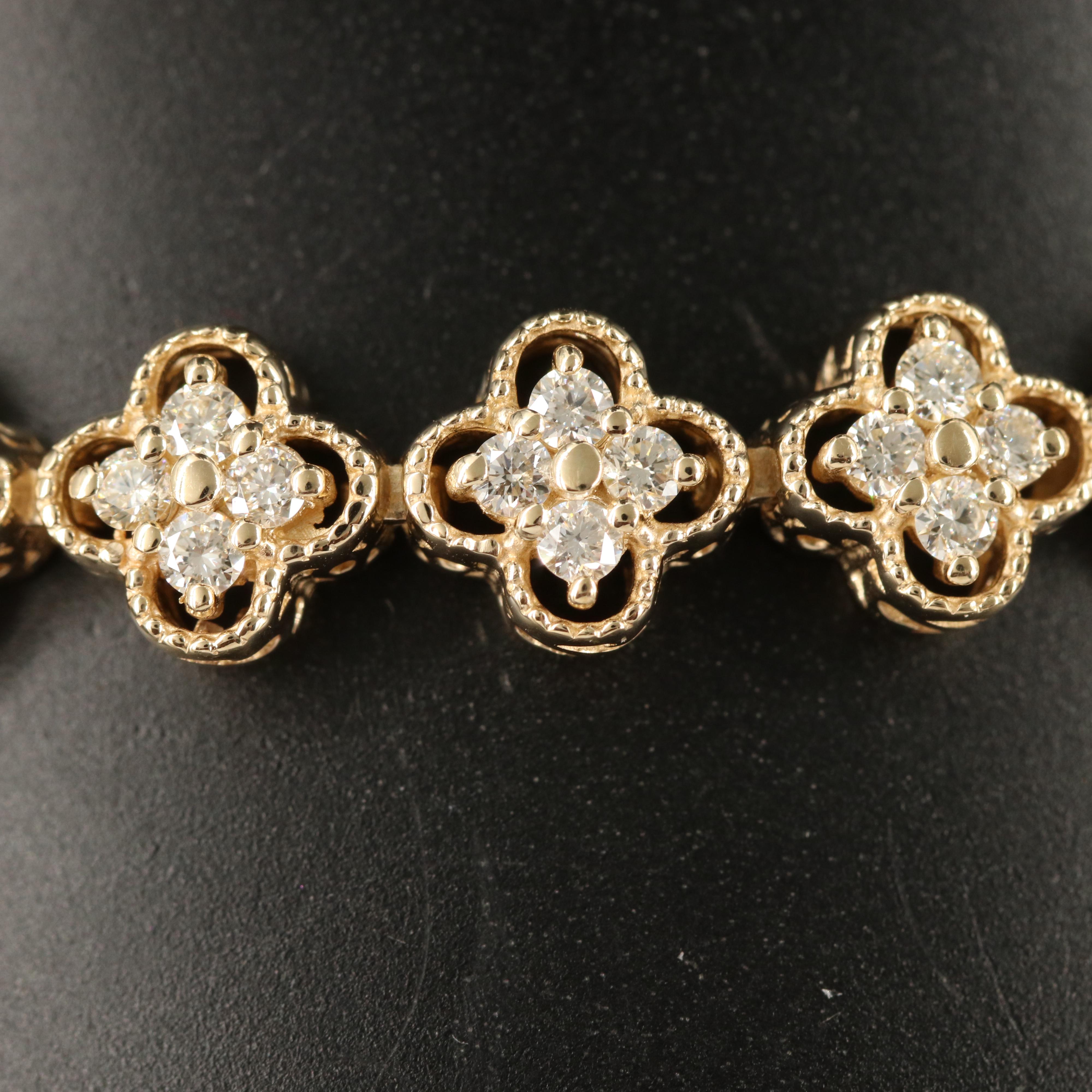 14K 2.50 CTW Diamond Quatrefoil Link Bracelet