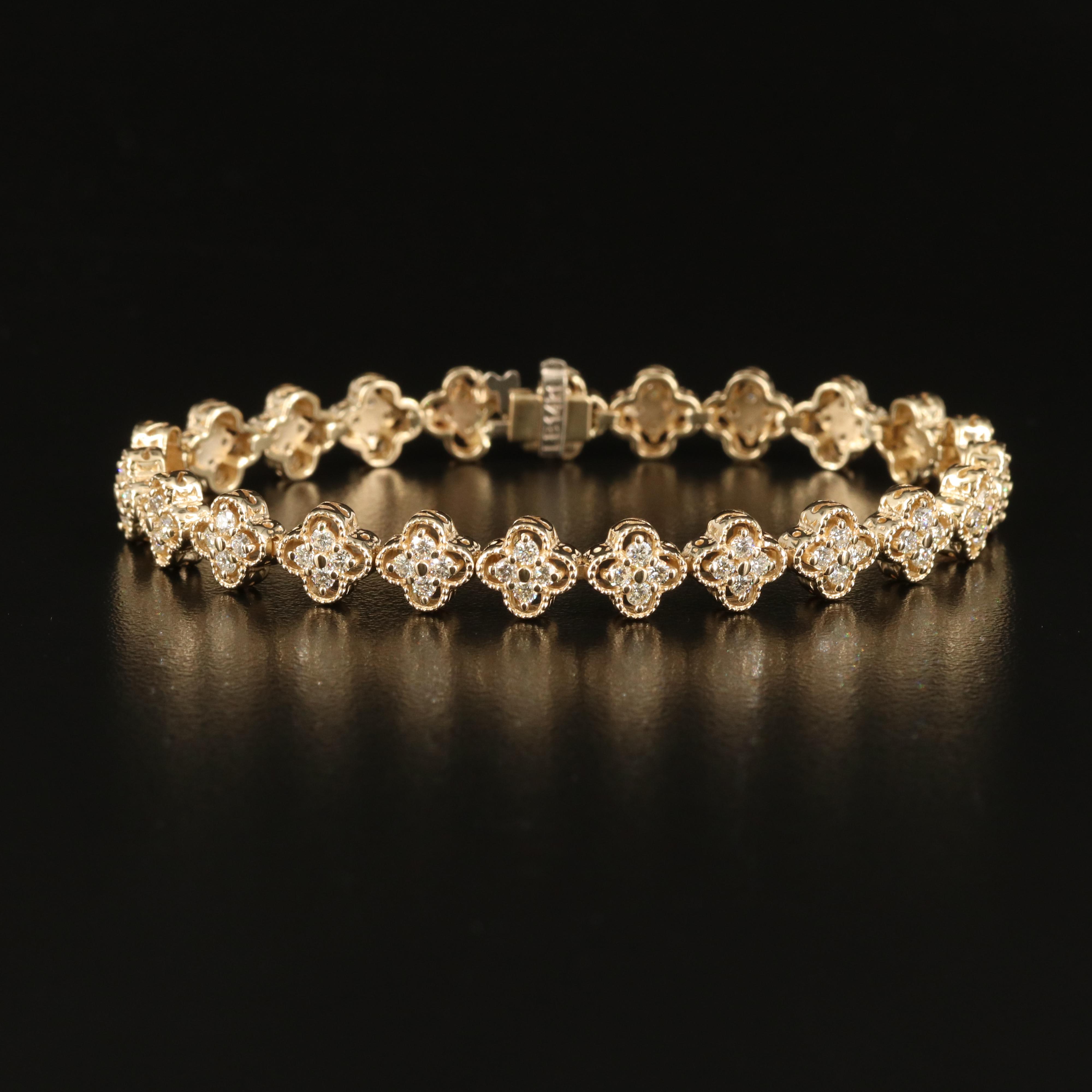 14K 2.50 CTW Diamond Quatrefoil Link Bracelet