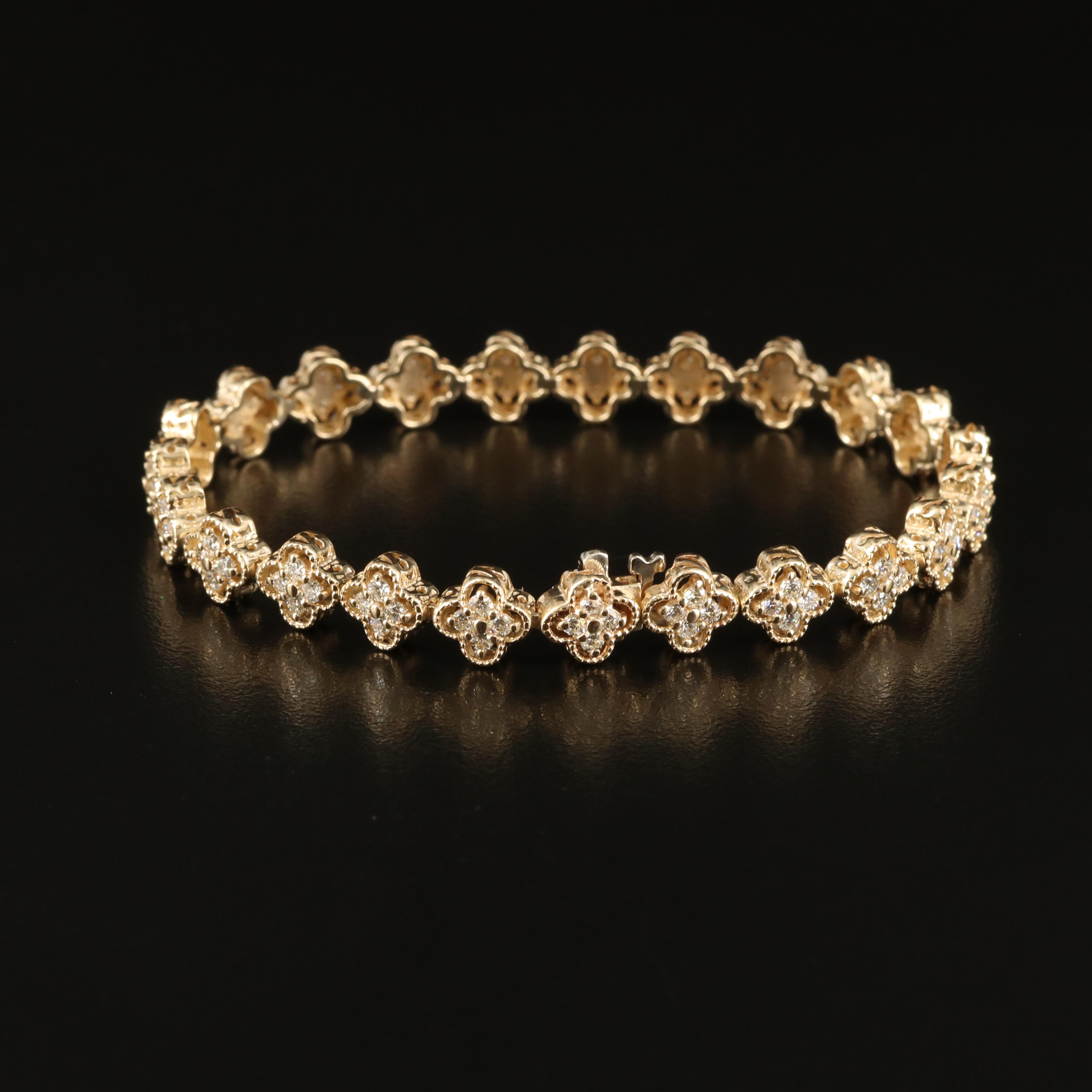 14K 2.50 CTW Diamond Quatrefoil Link Bracelet