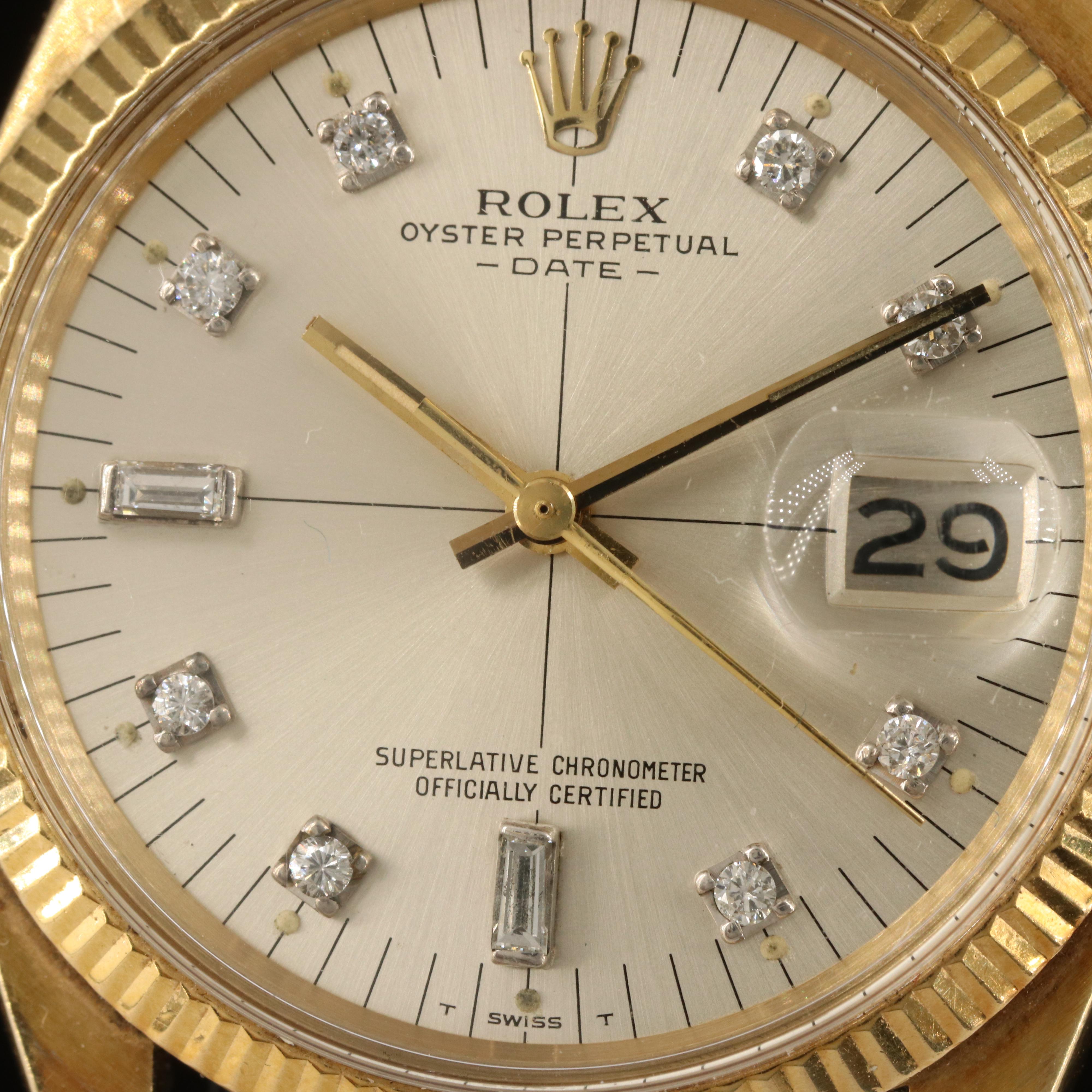 1977 Rolex Date Diamond Dial 14K Watch