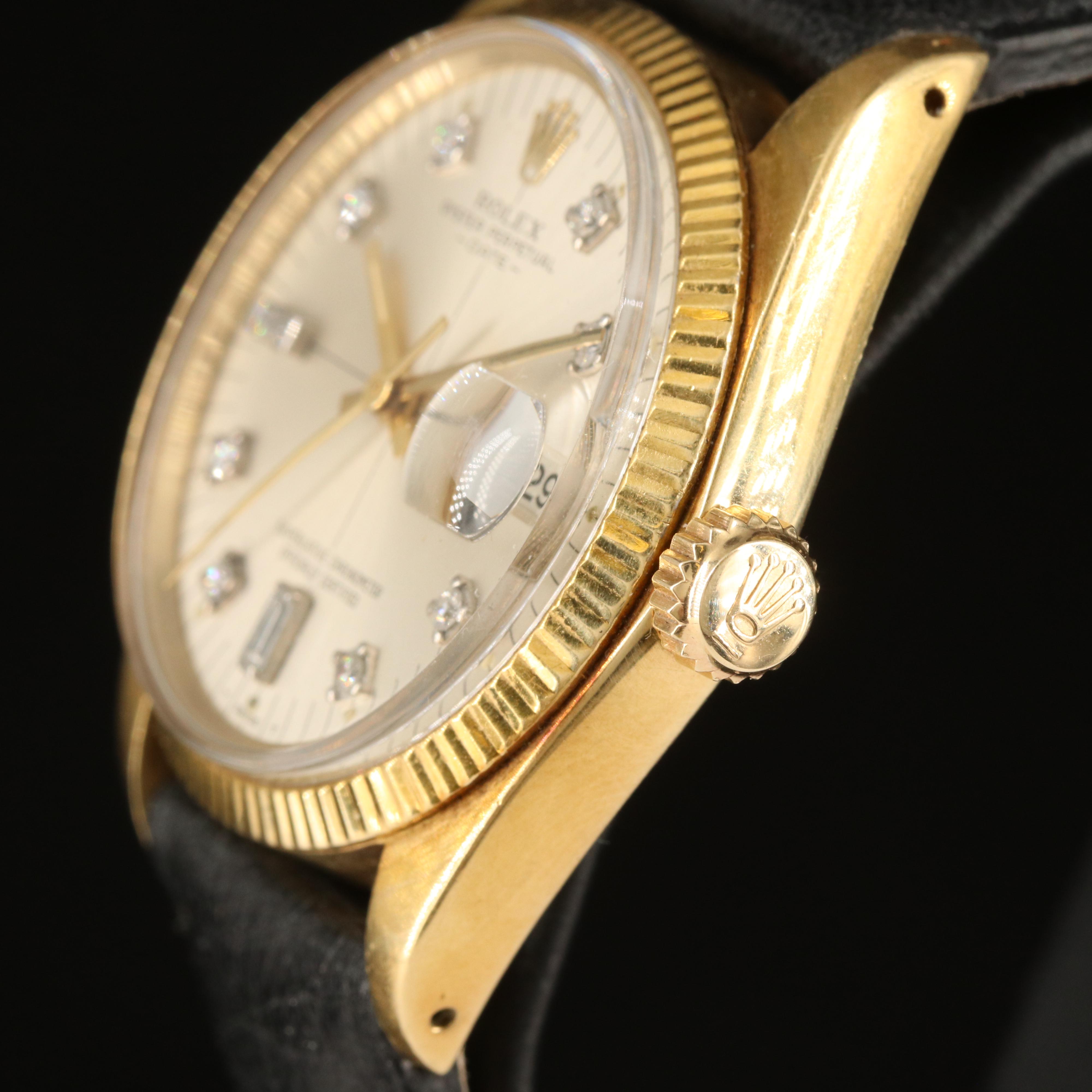 1977 Rolex Date Diamond Dial 14K Watch