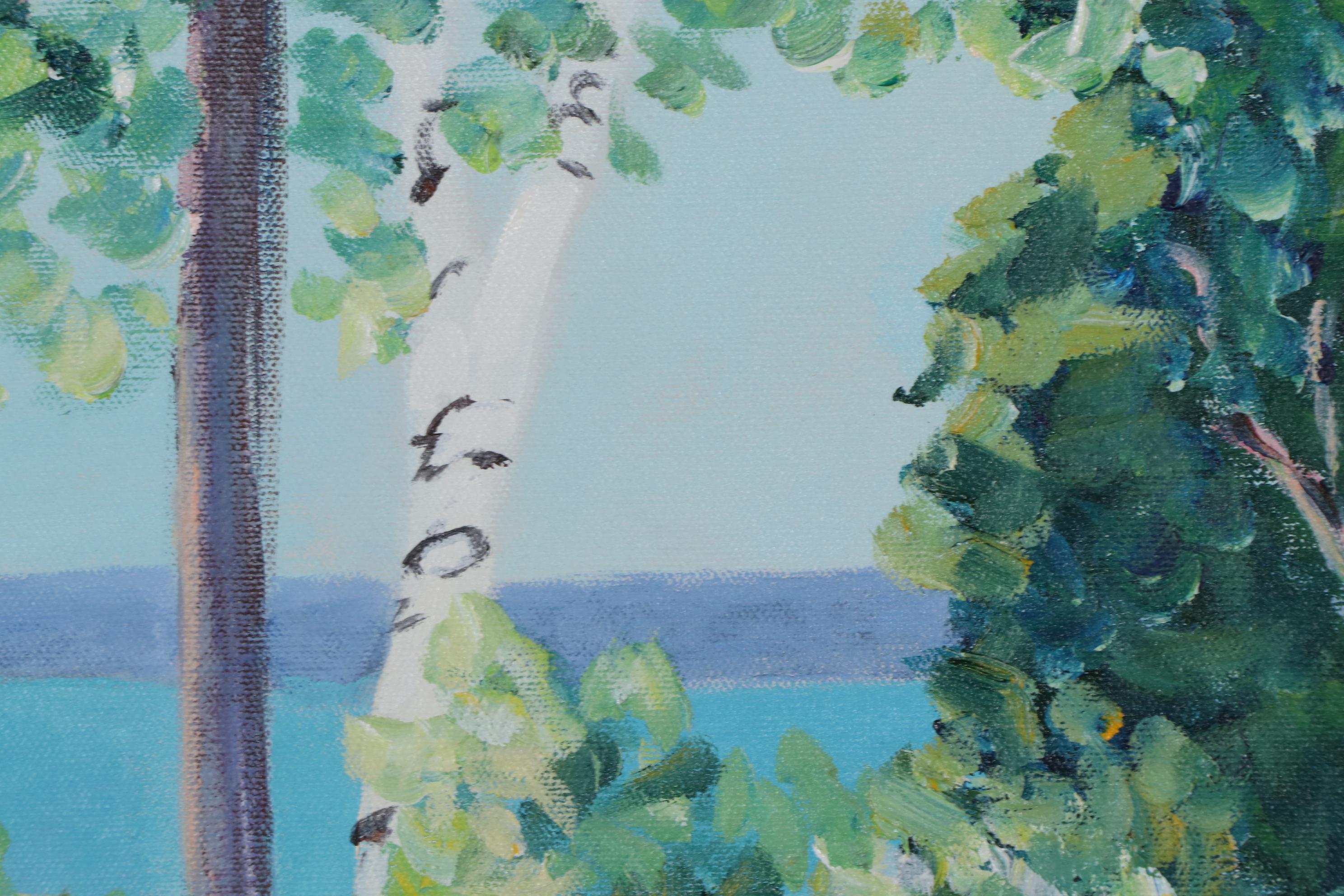 Garden Landscape Oil Painting, Late 20th Century