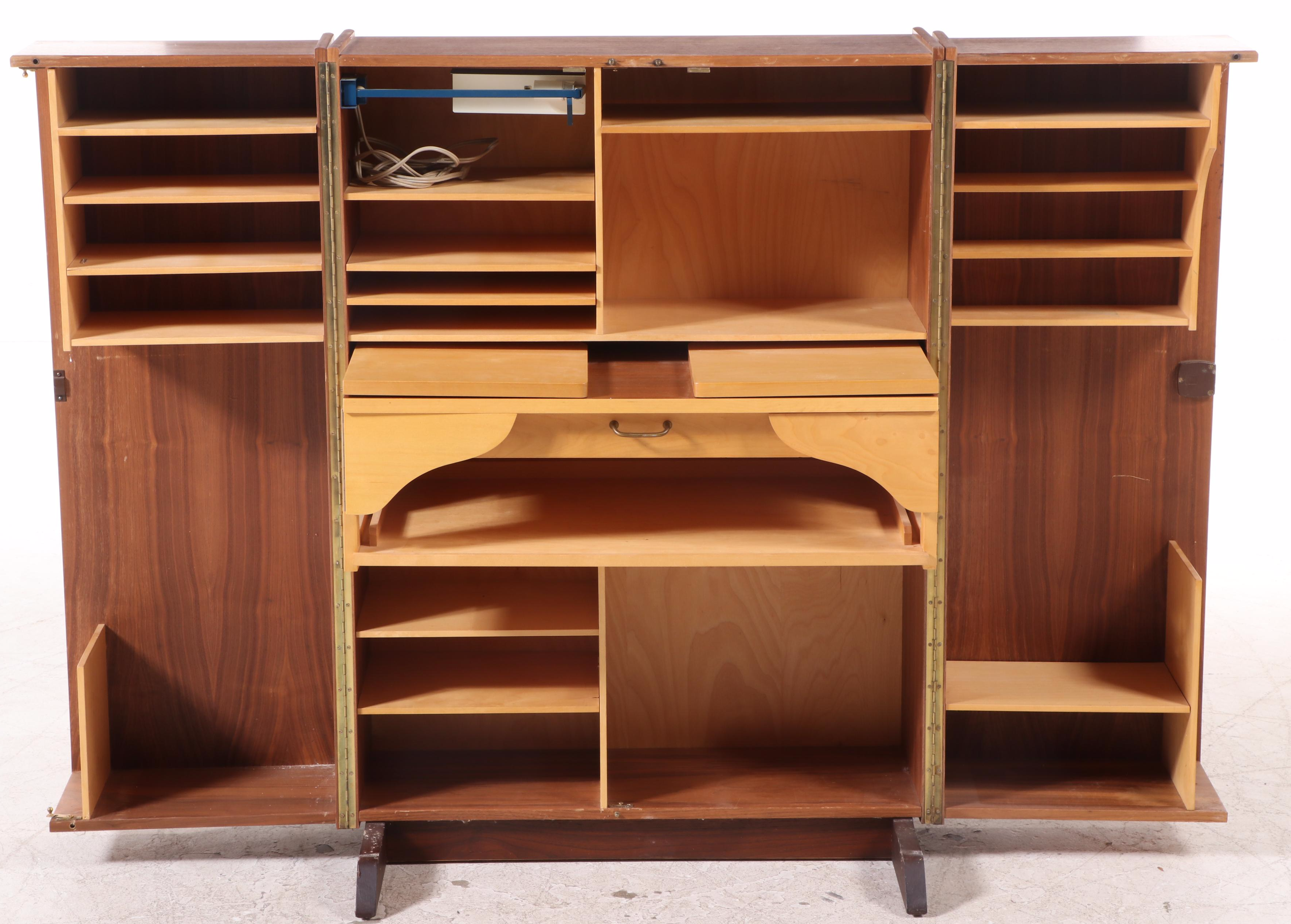 Mid Century Modern Teak and Maple "Magic Box" Desk, Poss. Mummenthaler & Meier