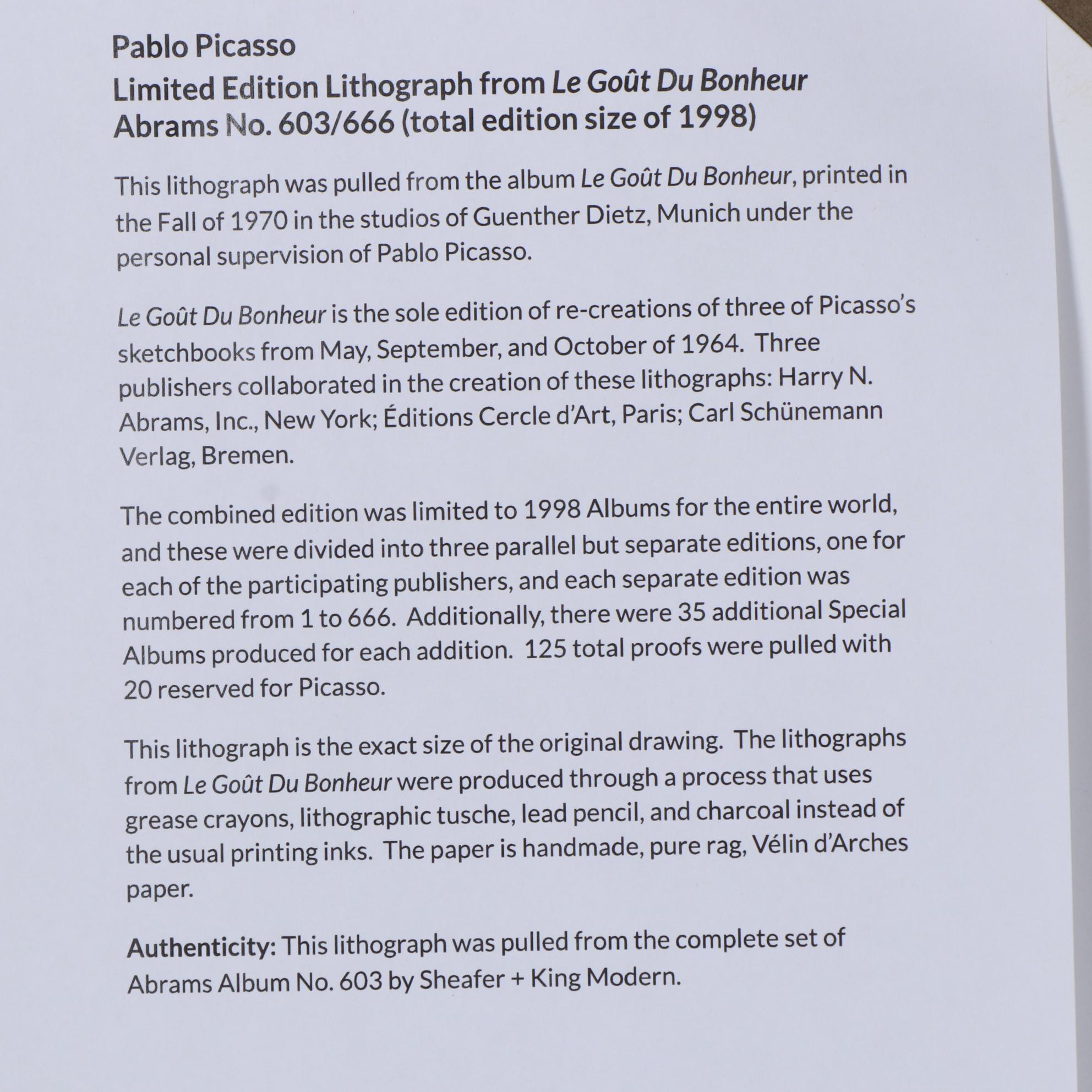 Pablo Picasso Pochoir from "Le Goût du Bonheur"