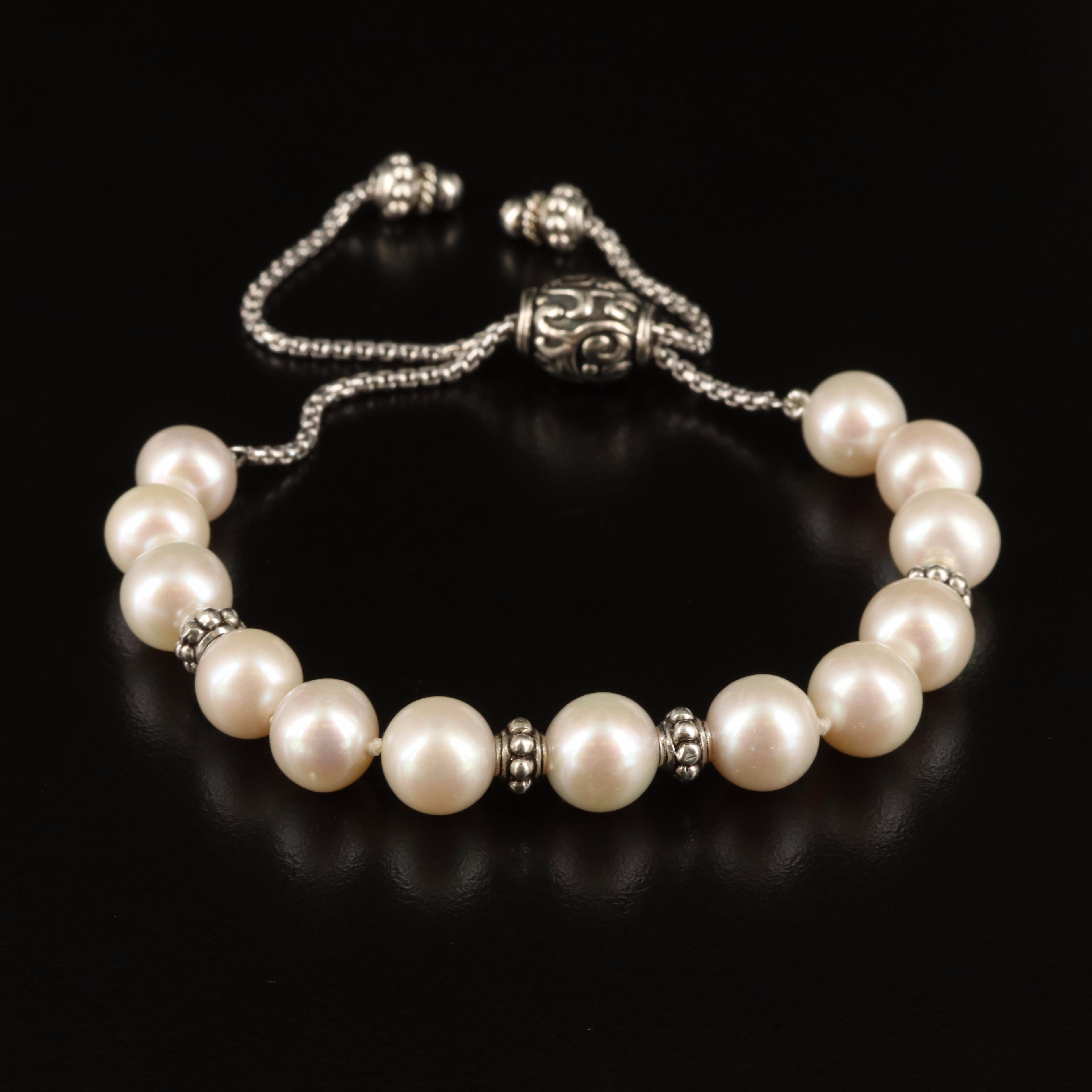 Sterling Pearl Bolo Bracelet