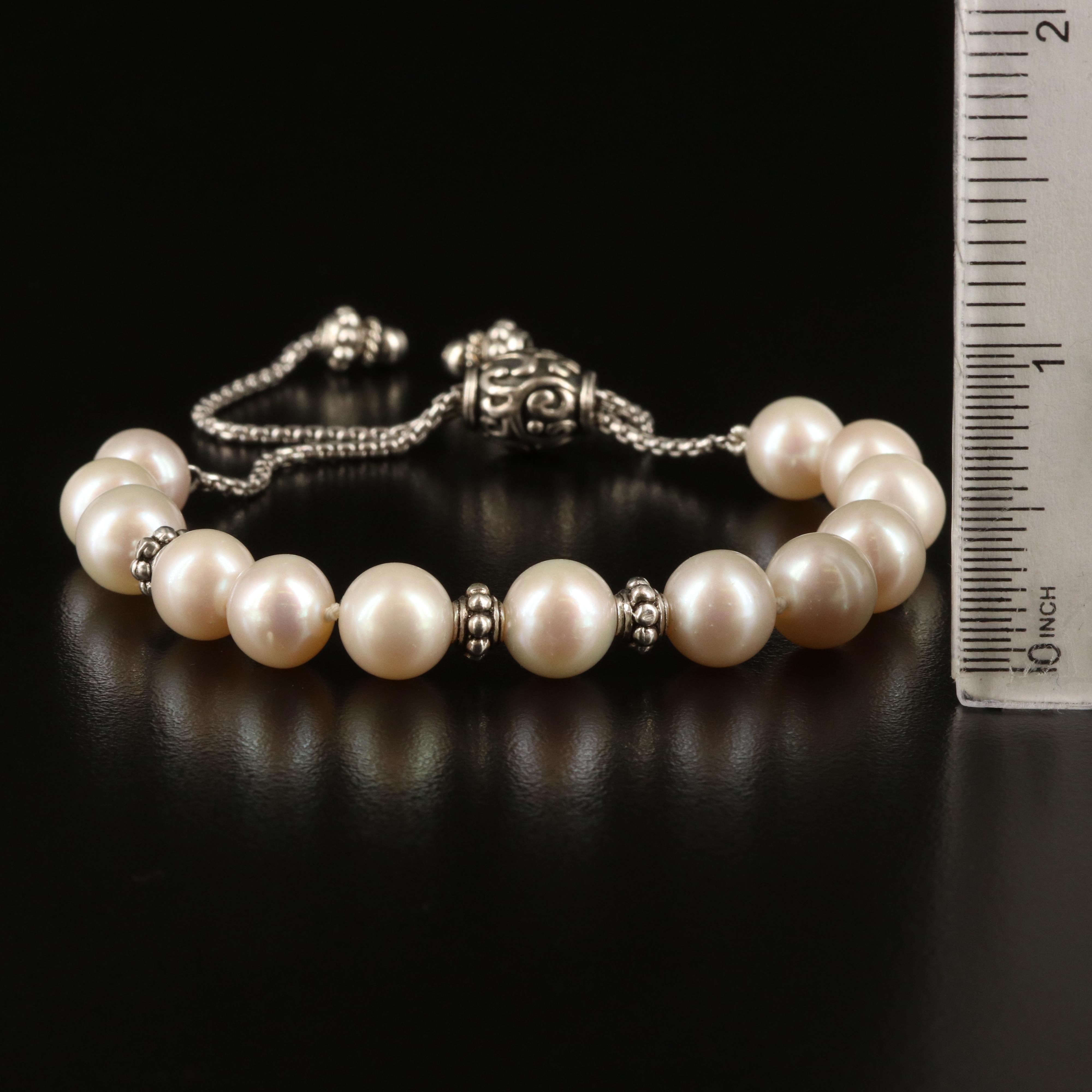 Sterling Pearl Bolo Bracelet