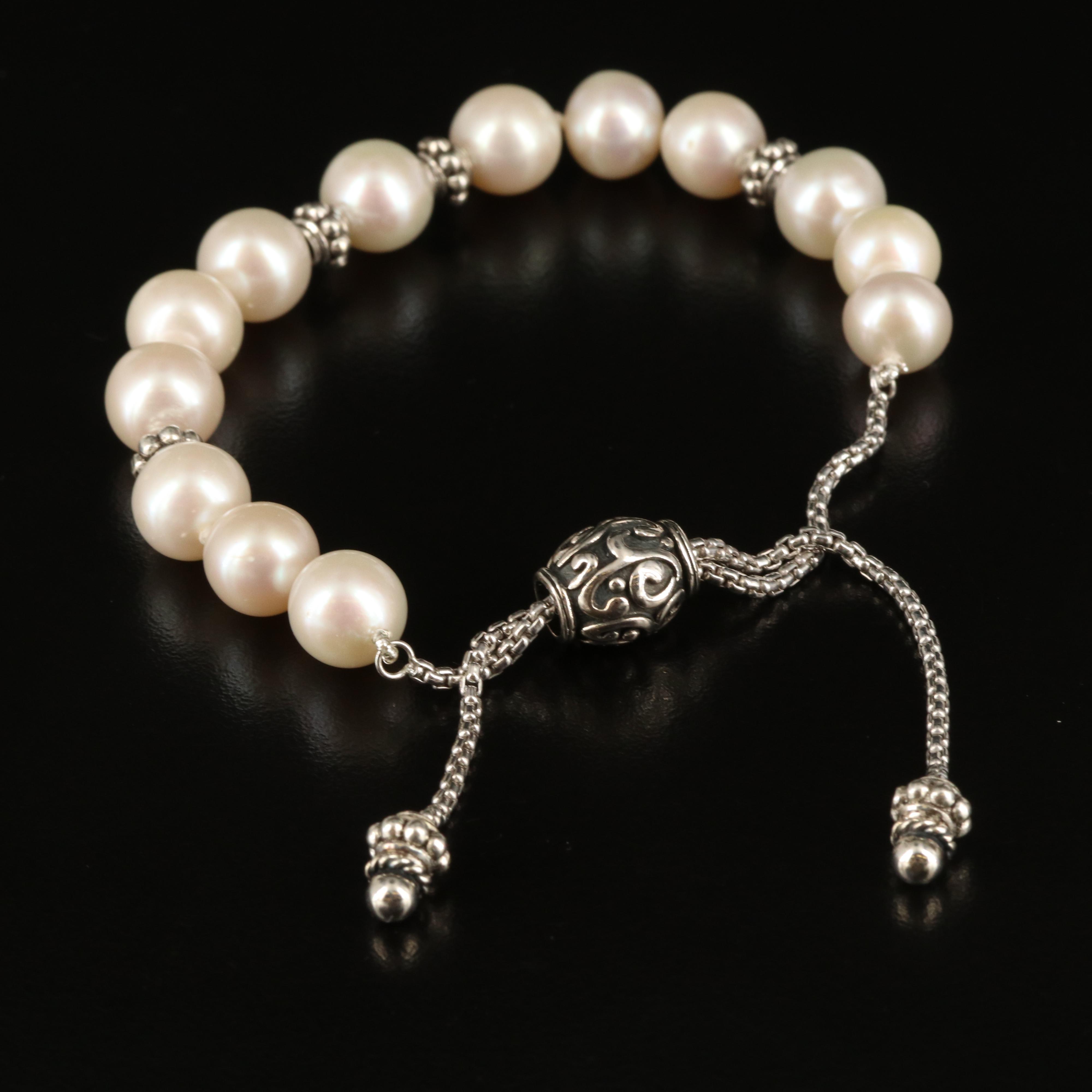 Sterling Pearl Bolo Bracelet