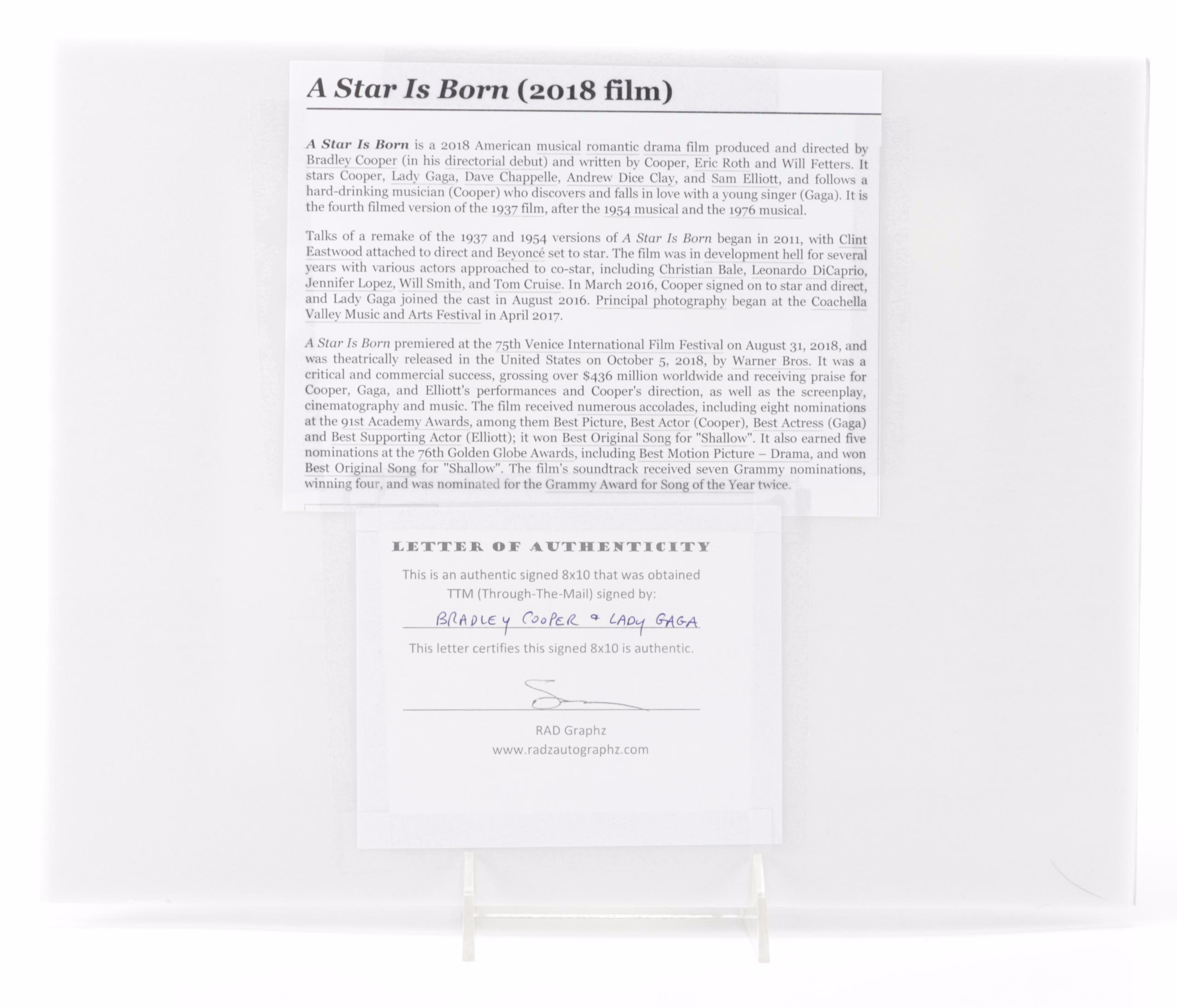 Bradley Cooper and Lady Gaga Signed "A Star Is Born" (2018) Movie Photo Print