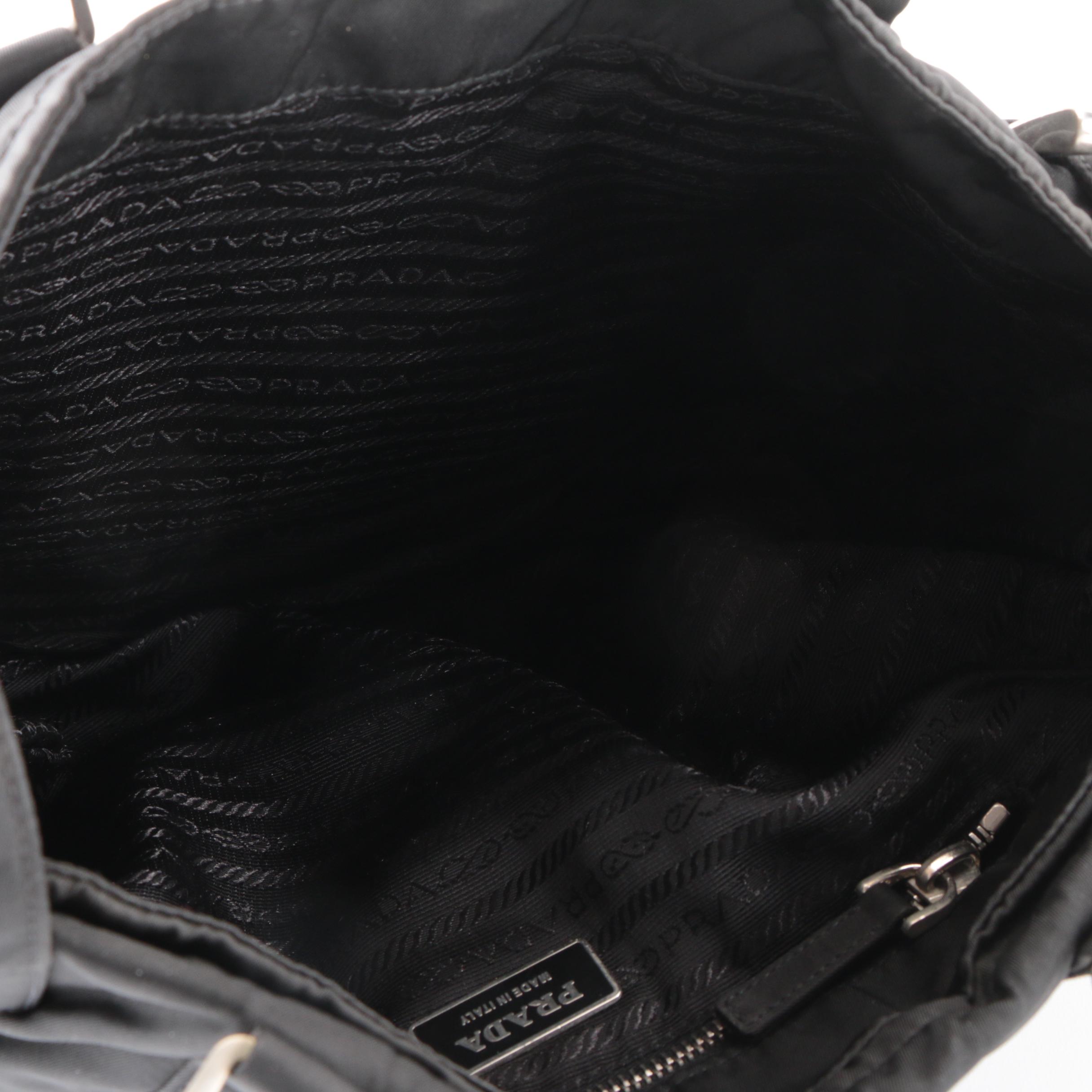 Prada Buckled Tote Bag in Black Tessuto Nylon