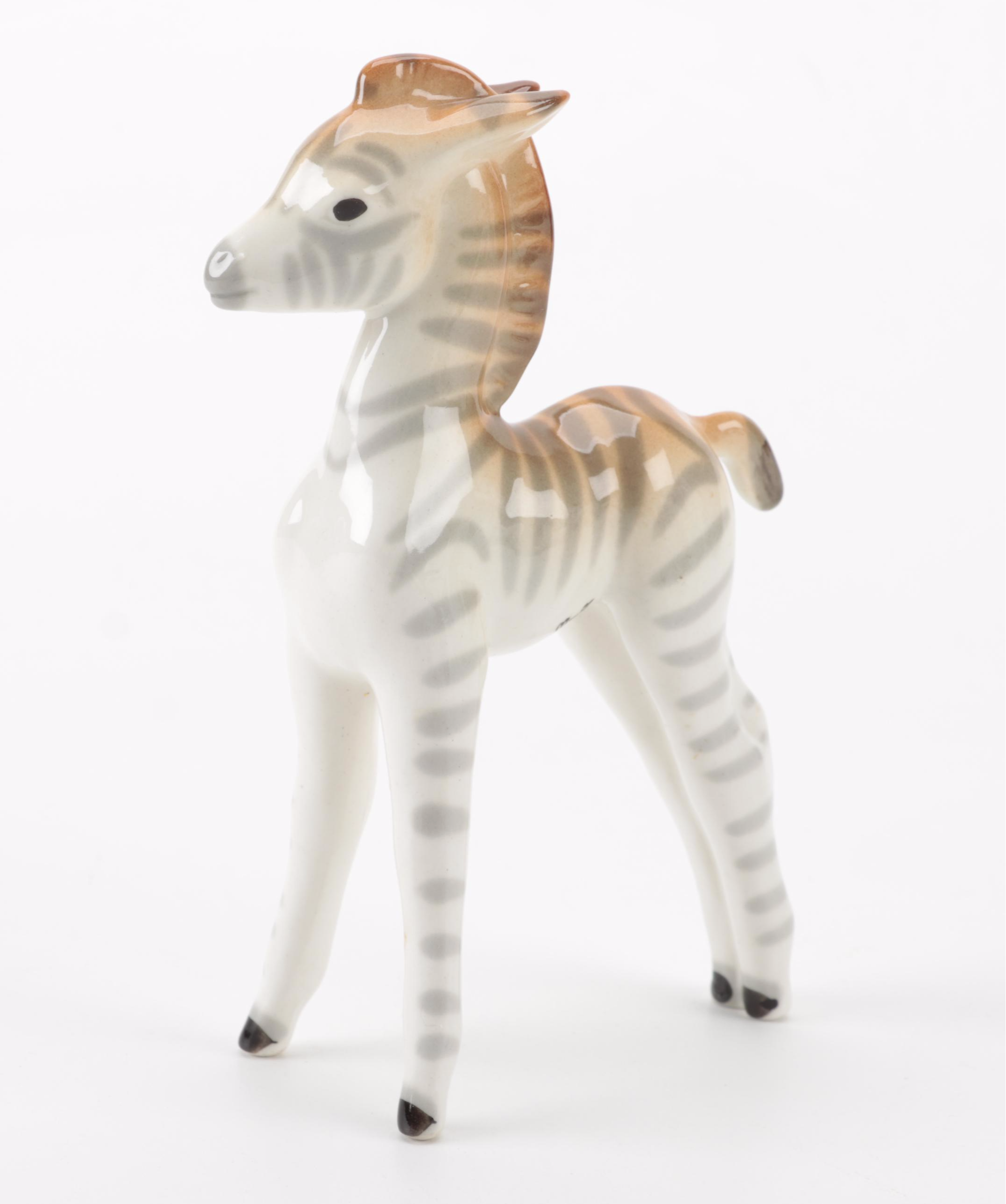 Lomonosov Porcelain Polar Bear, Bear Cub, Zebra and Fox Figurines