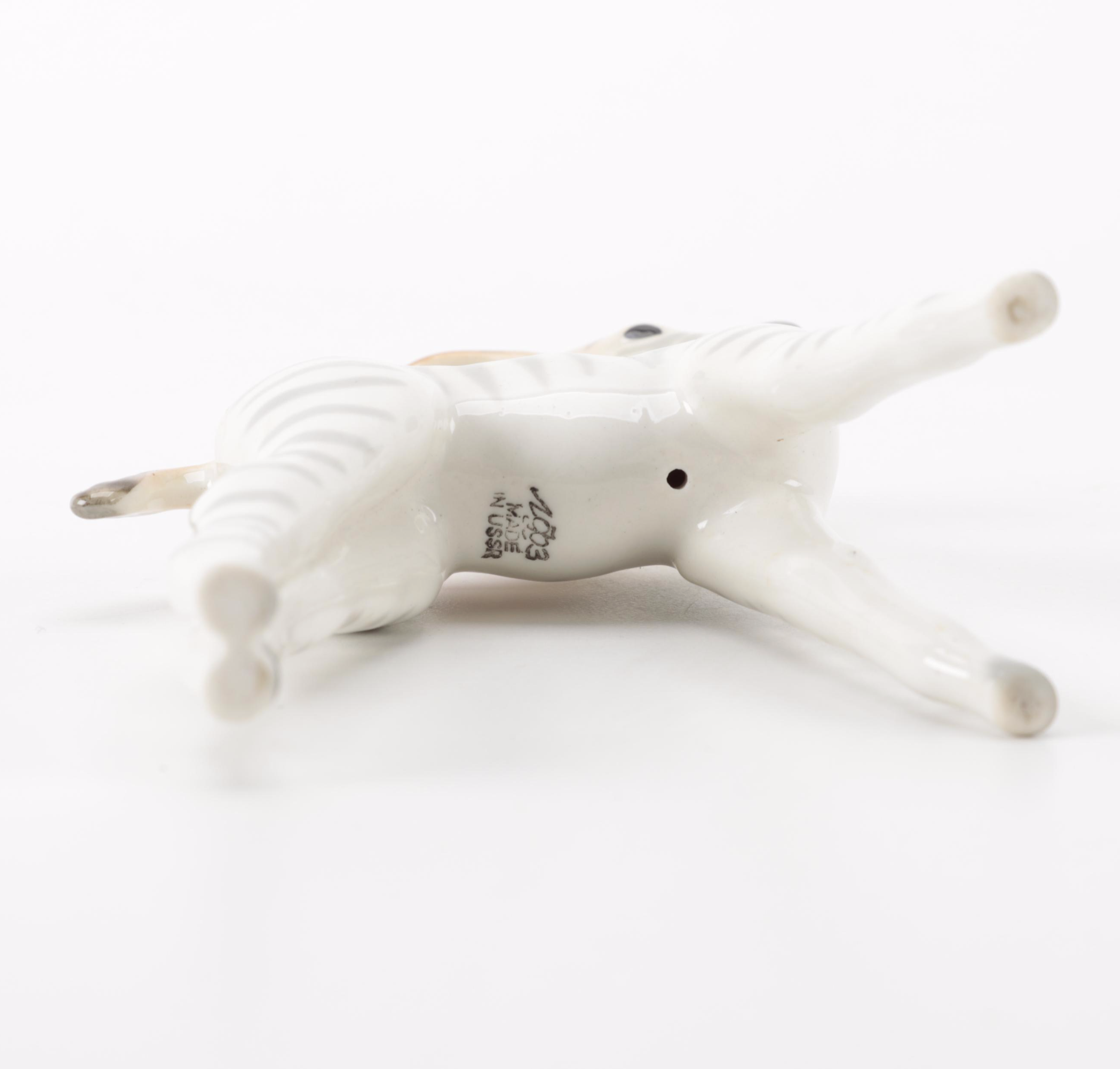 Lomonosov Porcelain Polar Bear, Bear Cub, Zebra and Fox Figurines