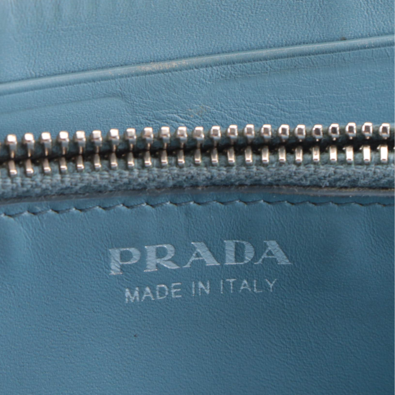 Prada Zippered Continental Wallet in Blue Saffiano Leather
