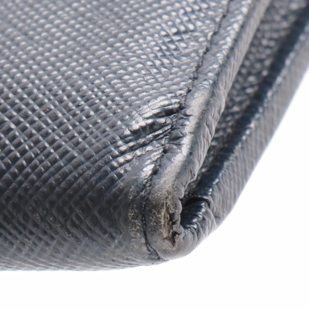 Prada Zippered Continental Wallet in Blue Saffiano Leather