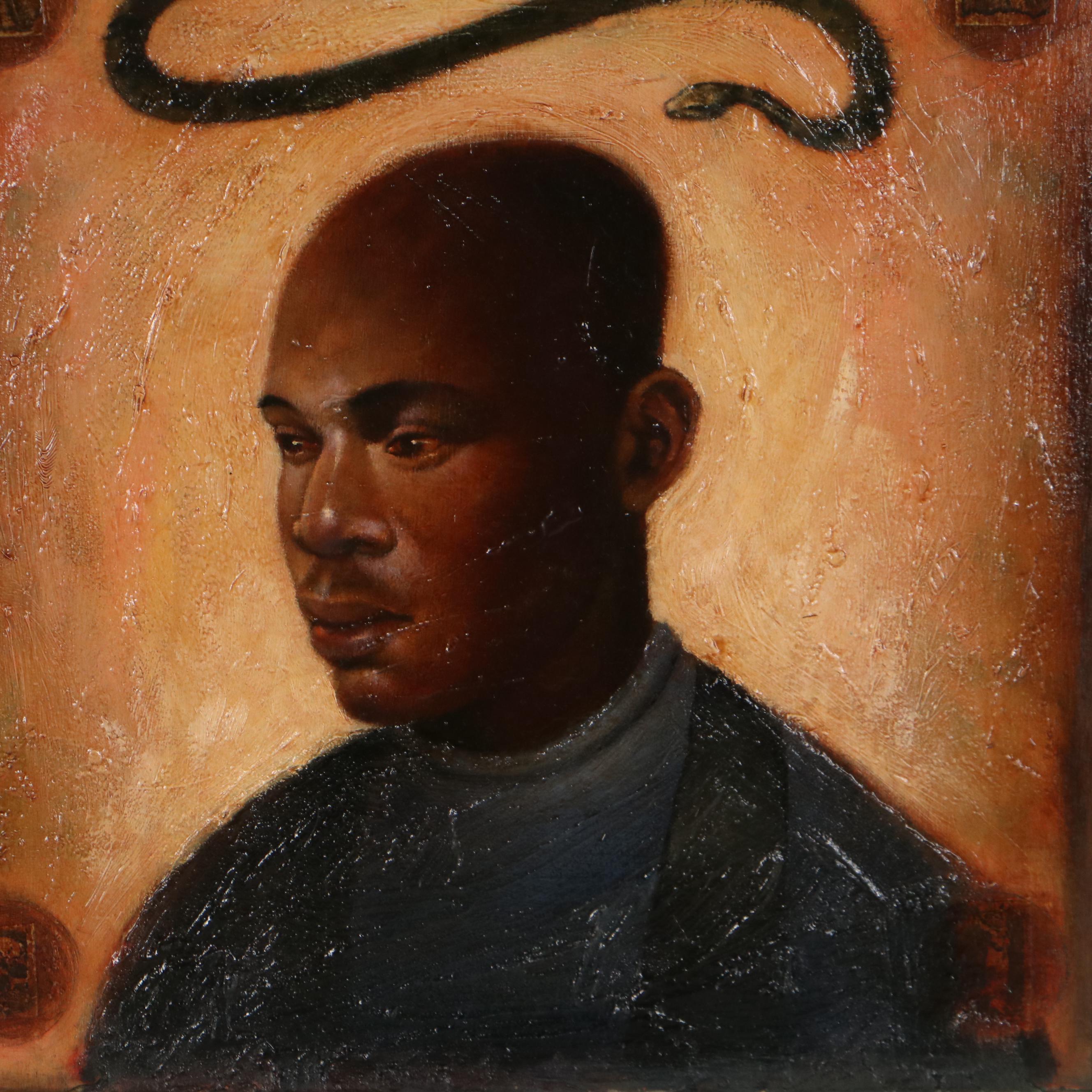 Joseph Daniel Fiedler Oil Painting "Snakeman," 21st Century