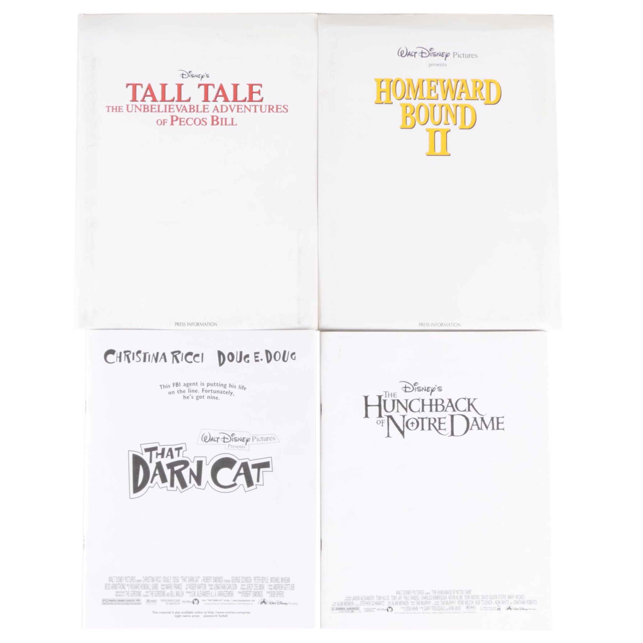 "The Hunchback of Notre Dame" and Other Disney Movie Press Kits, 1990s