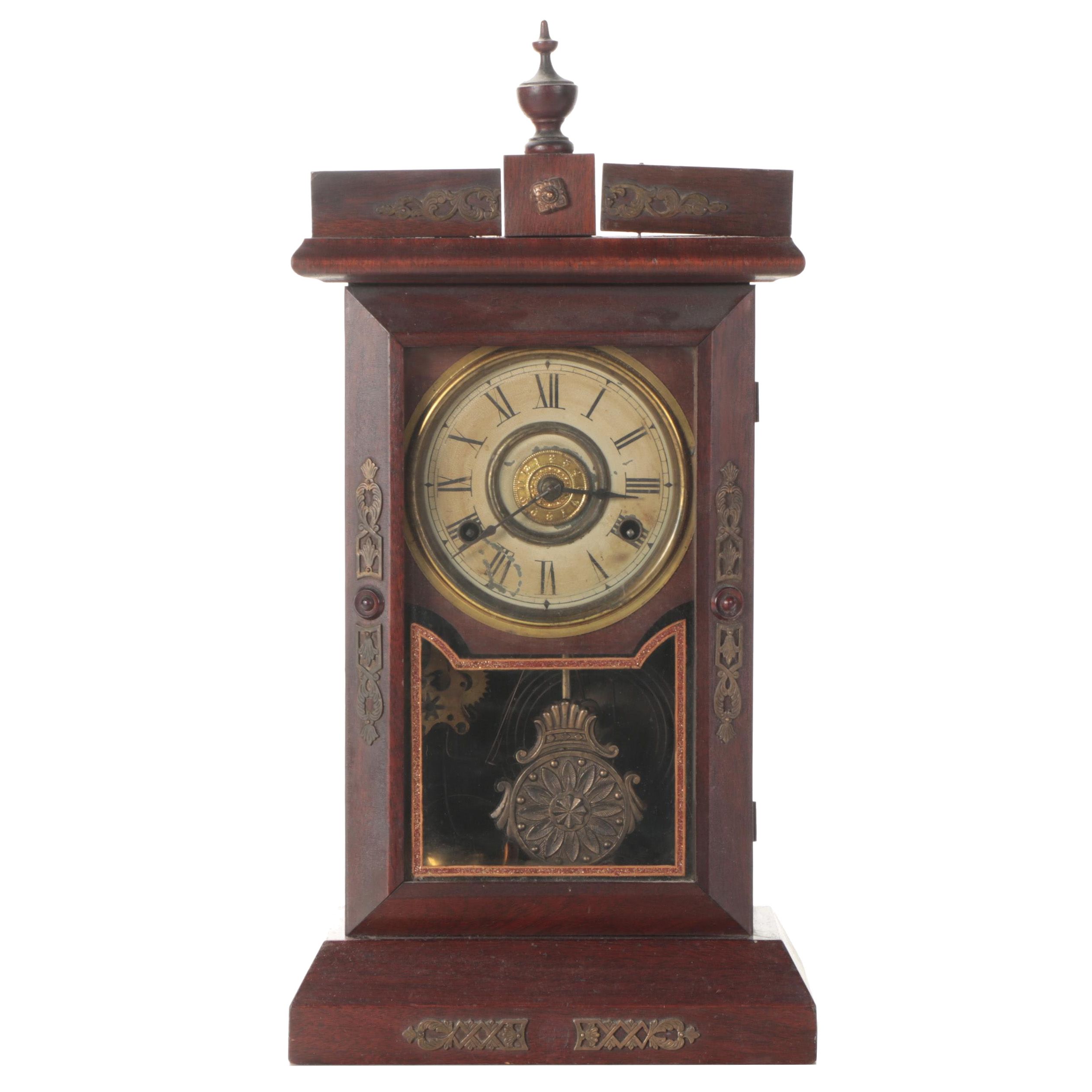 New Haven Clock Company 8 Day Mahogany Shelf Clock, Late 19th Century