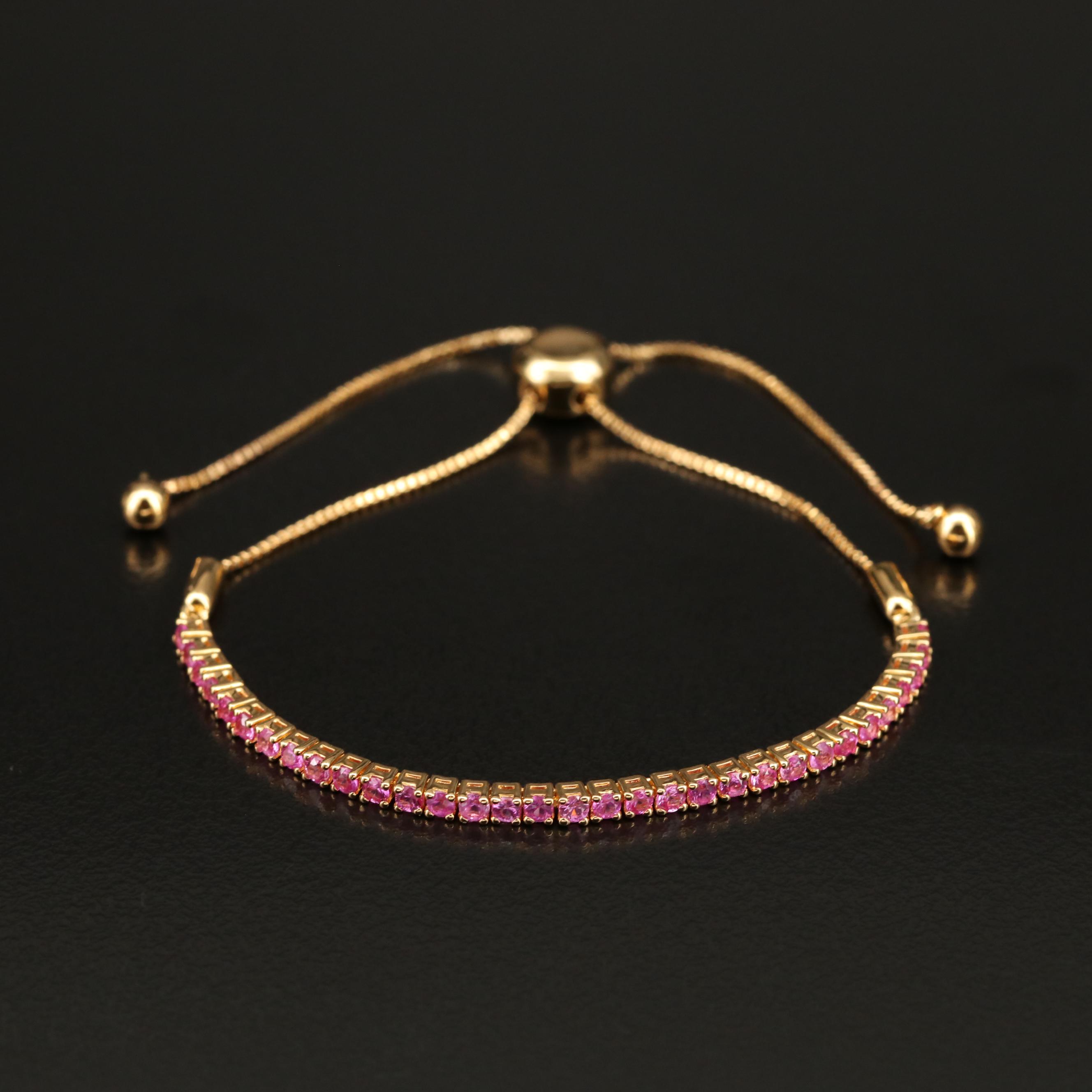 EFFY Sterling Pink Sapphire Bolo Bracelet