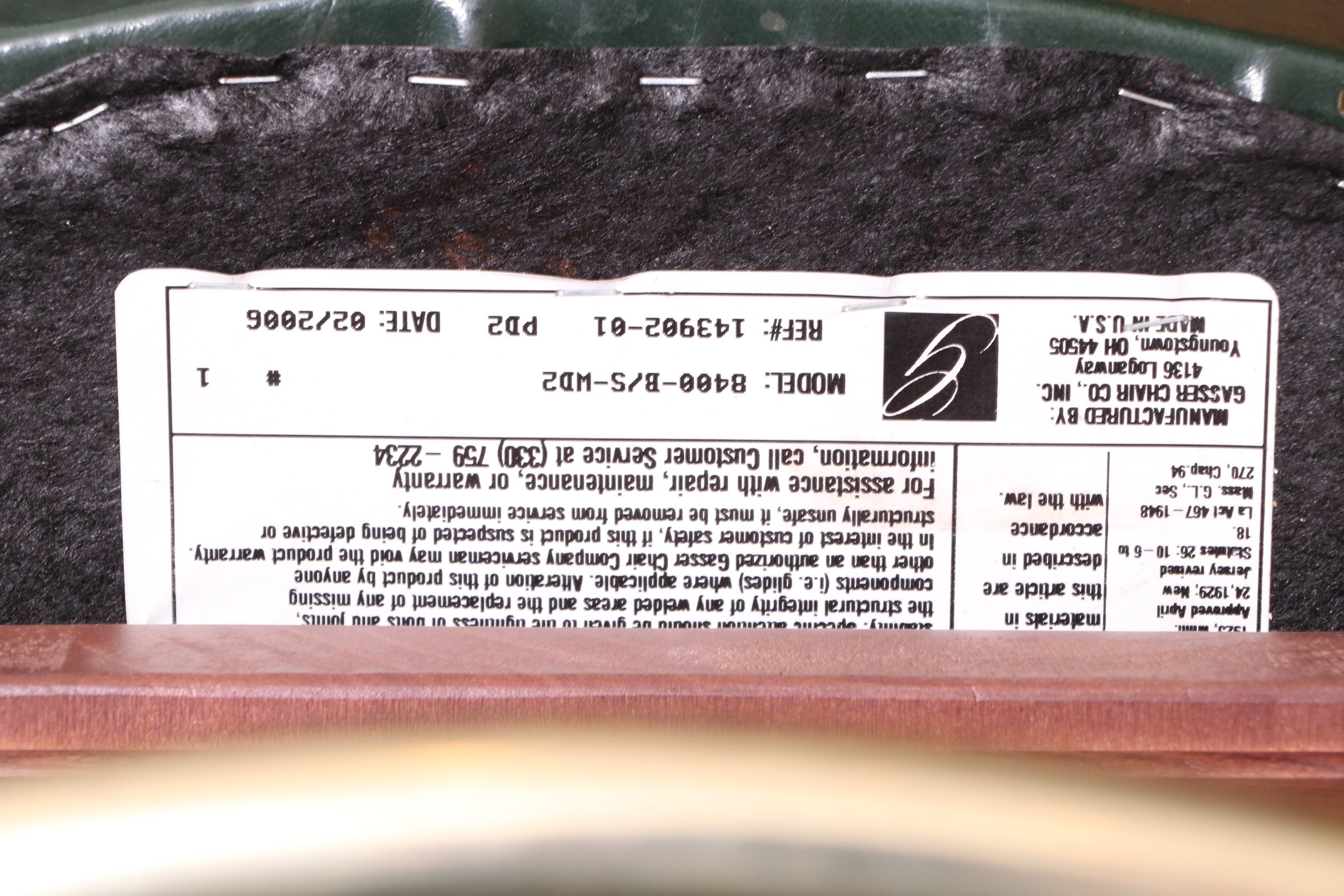 Four Gasser Chair Co. Green Vinyl Upholstered Barstools with Brass Nailhead Trim