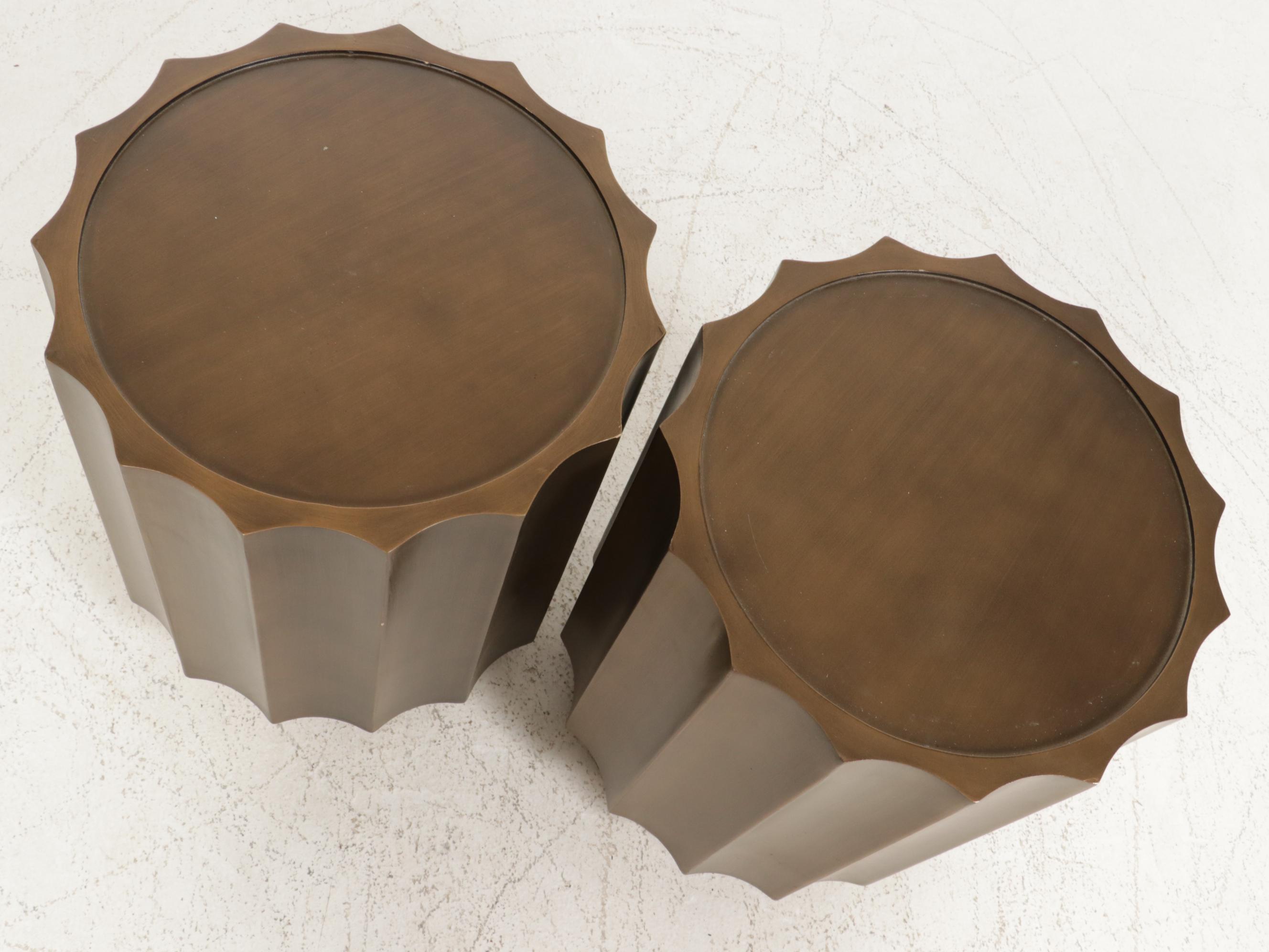 Pair of Madison Park "Ortega" Glass Top Side Tables